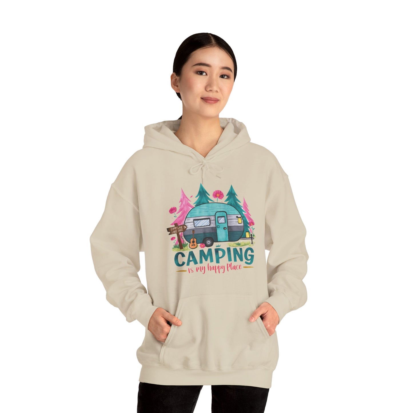 Camping Is My Happy Place! Unisex Heavy Blend™ Hooded Sweatshirt - EternalAscension