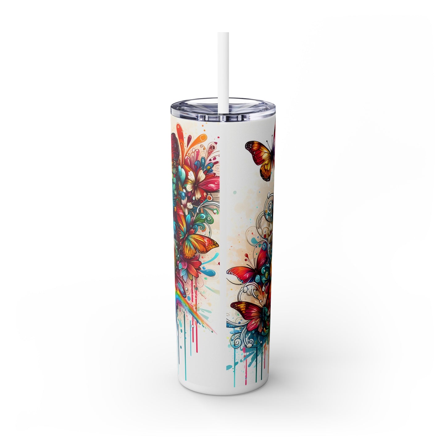 Luminous Flutter Skinny Tumbler with Straw, 20oz