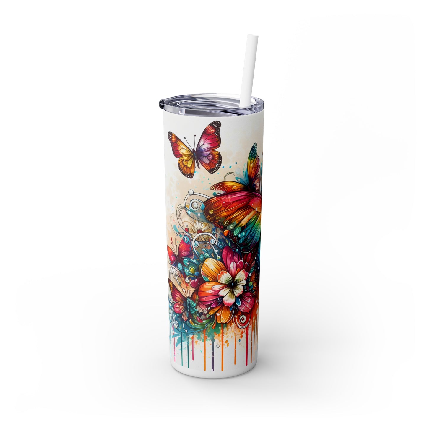 Luminous Flutter Skinny Tumbler with Straw, 20oz