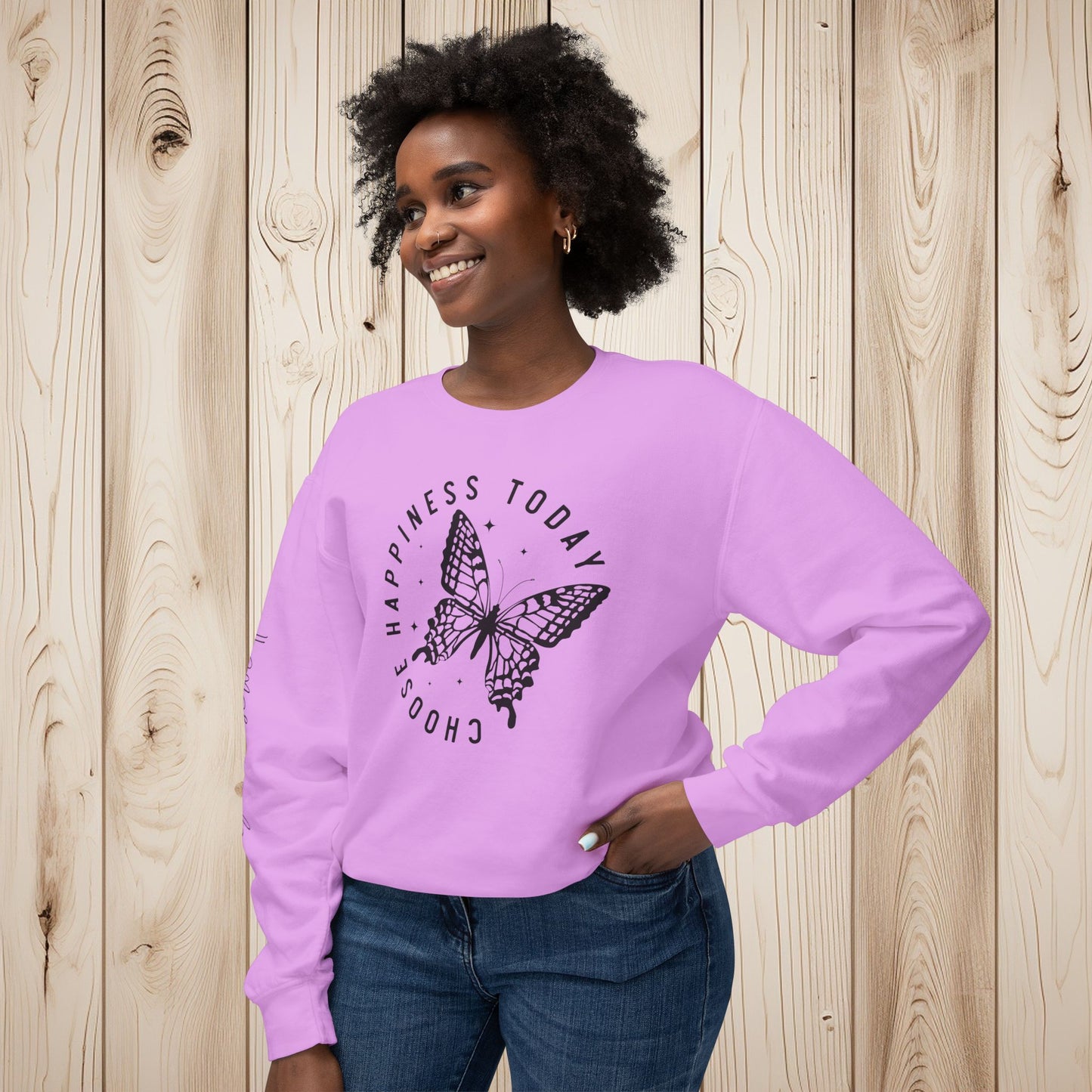 Choose Happiness Unisex Lightweight Crewneck Sweatshirt