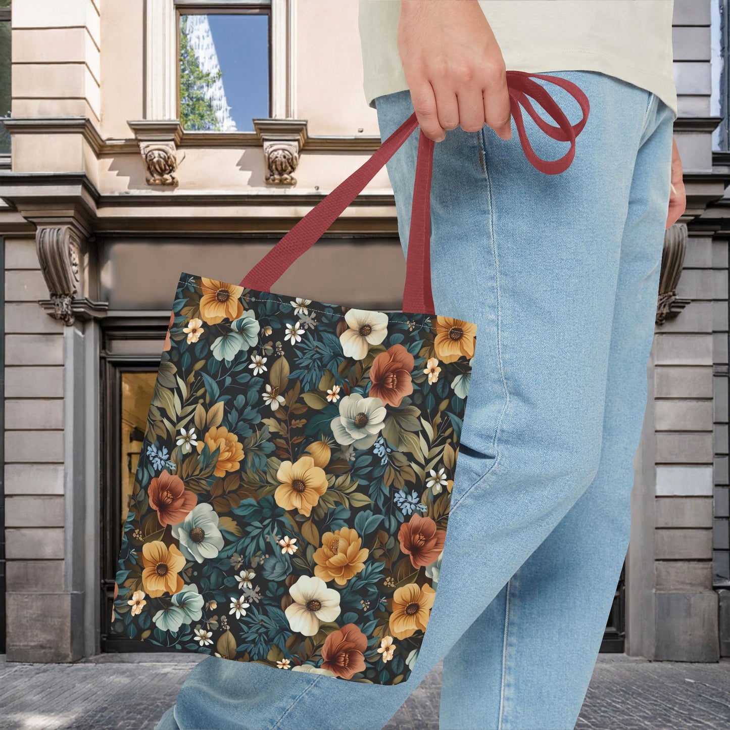 Floral Tote Bag with Vibrant Flower Pattern - EternalAscension