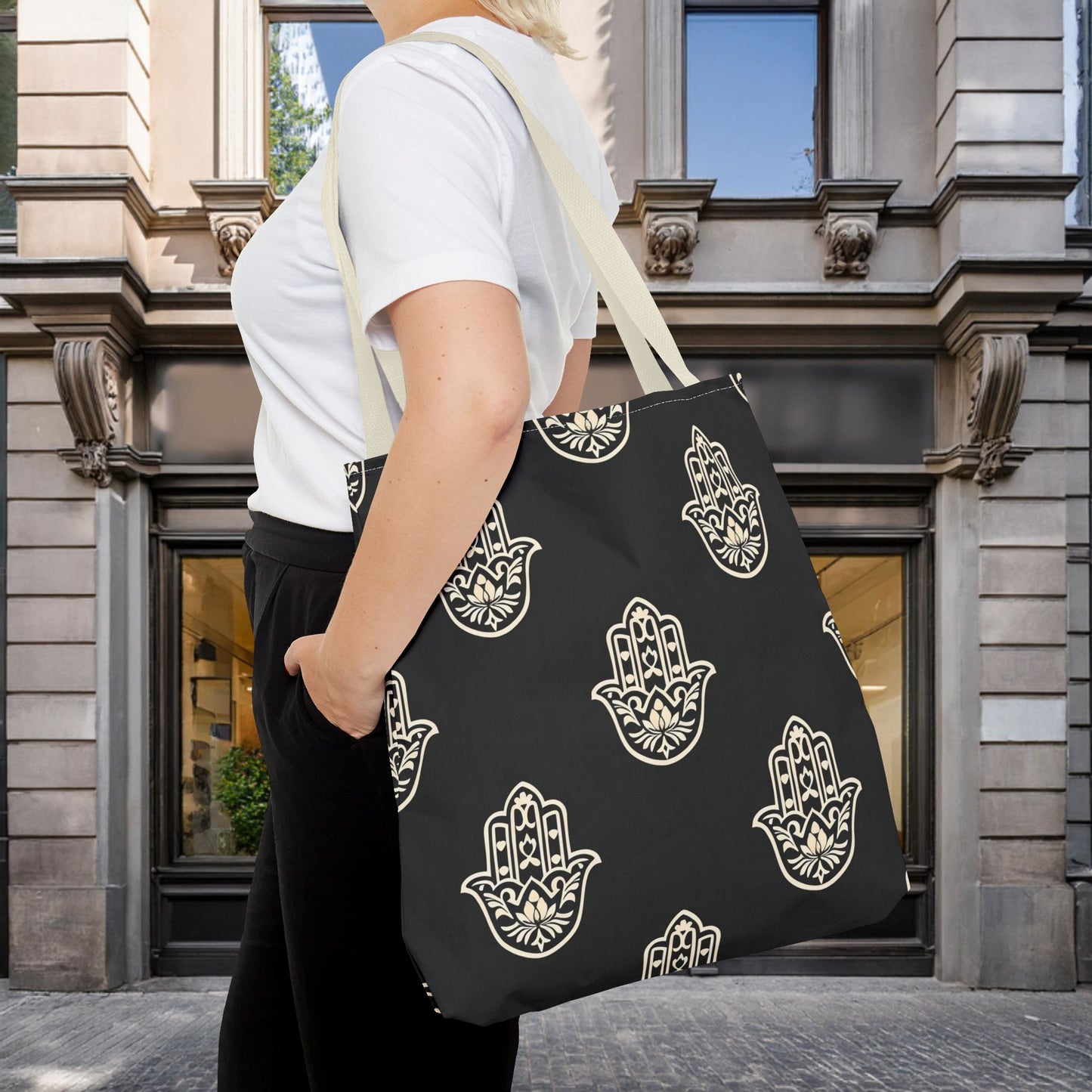 Hamsa Tote Bag with Intricate Design - EternalAscension