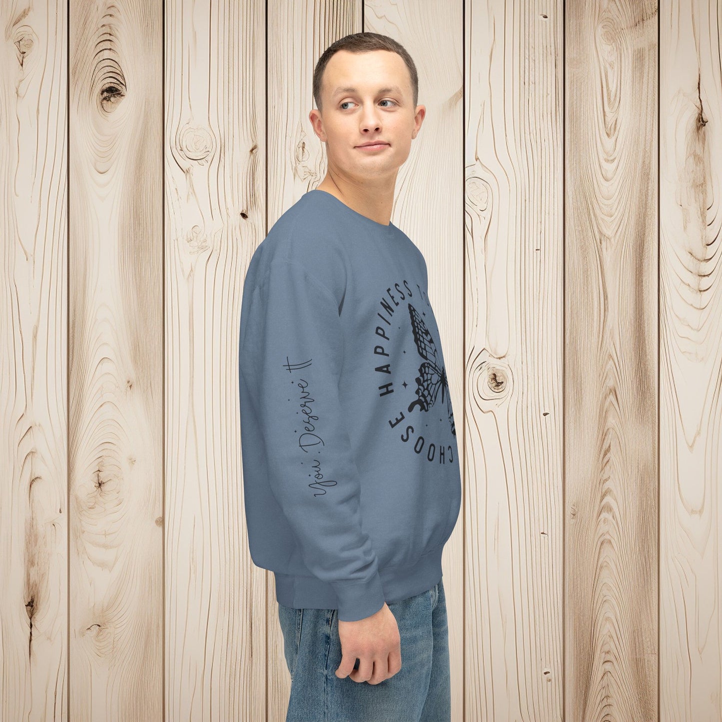 Choose Happiness Unisex Lightweight Crewneck Sweatshirt
