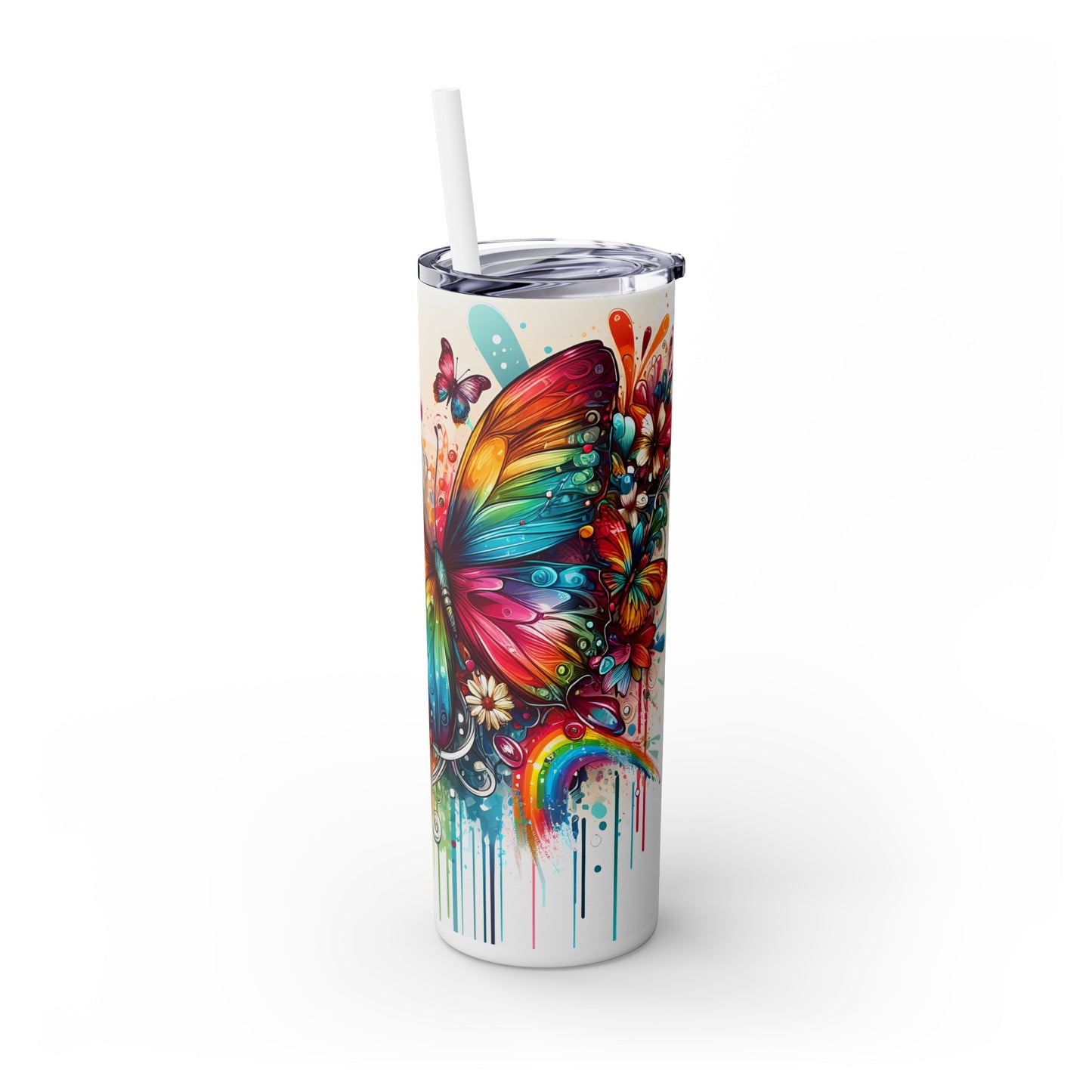 Luminous Flutter Skinny Tumbler with Straw, 20oz