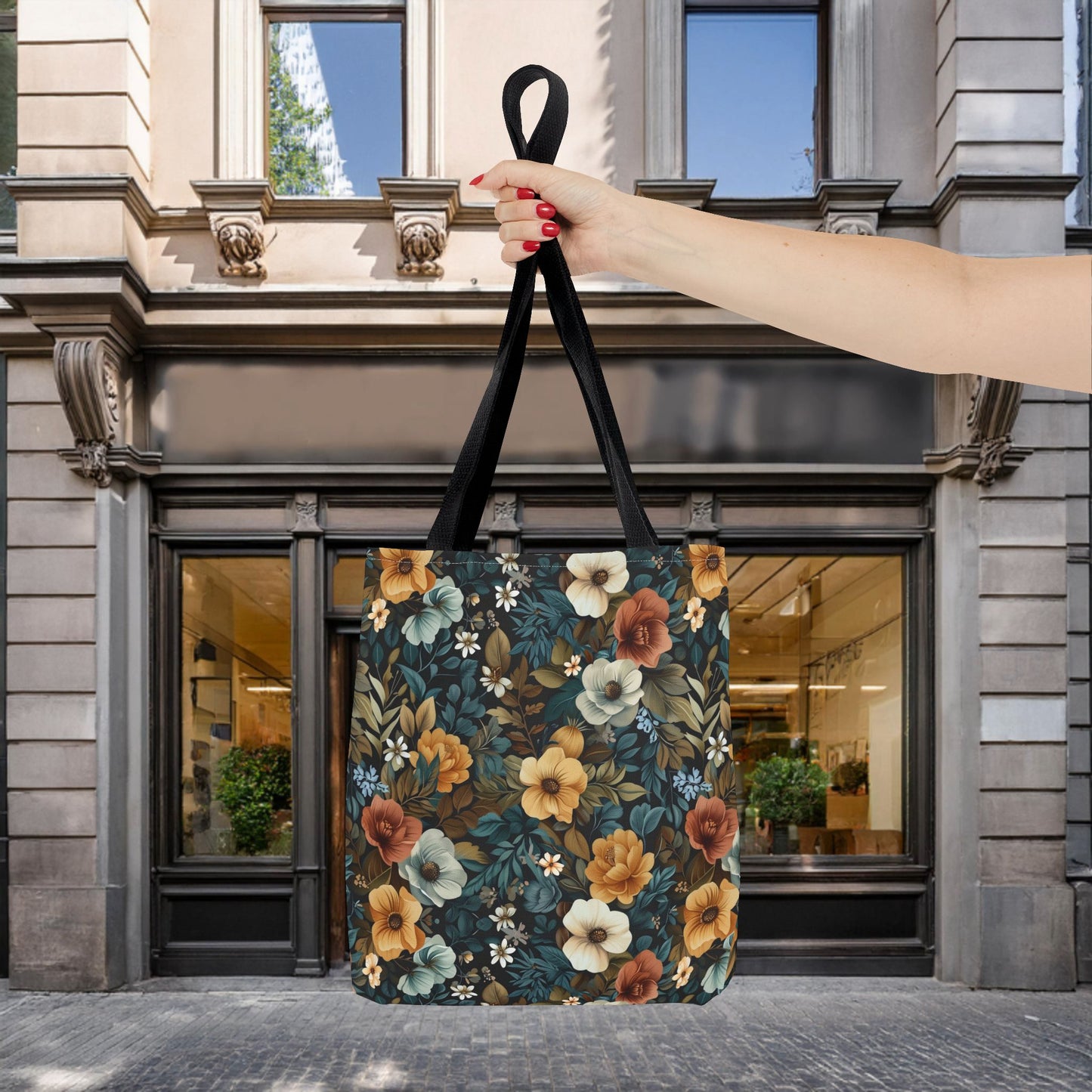 Floral Tote Bag with Vibrant Flower Pattern - EternalAscension