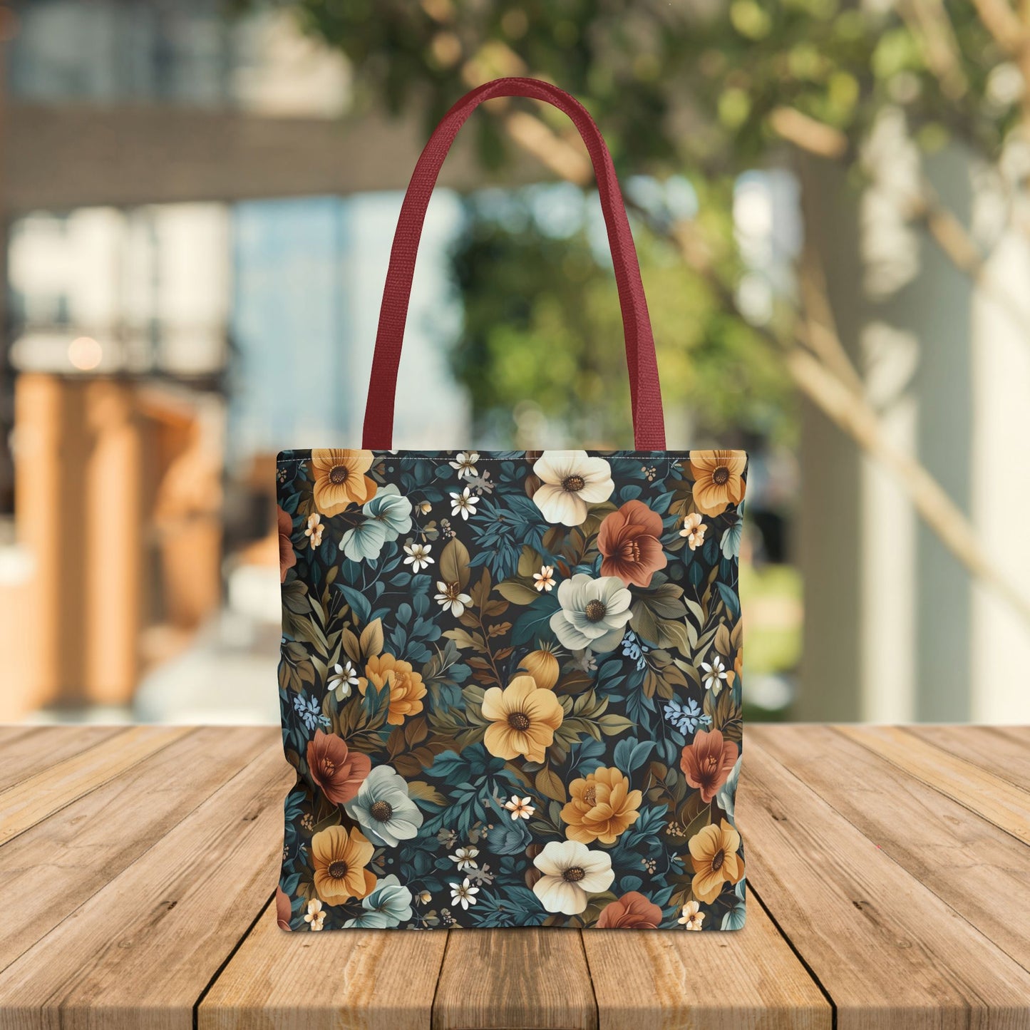 Floral Tote Bag with Vibrant Flower Pattern