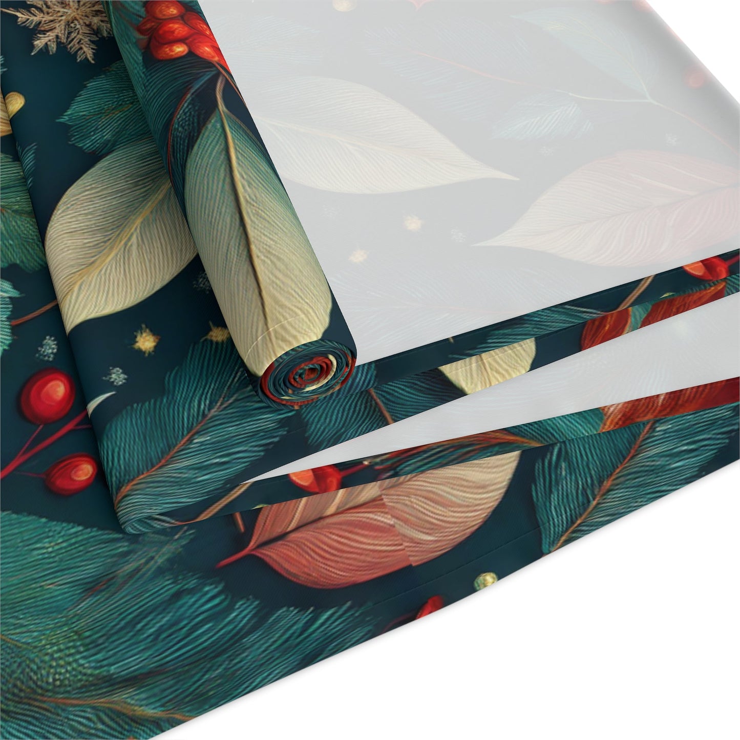 Botanical Bliss Table Runner, Vibrant Leaves Berries Design in Cotton/Poly - Holiday Home Decor, Kitchen Table Setting, Dining Room - EternalAscension