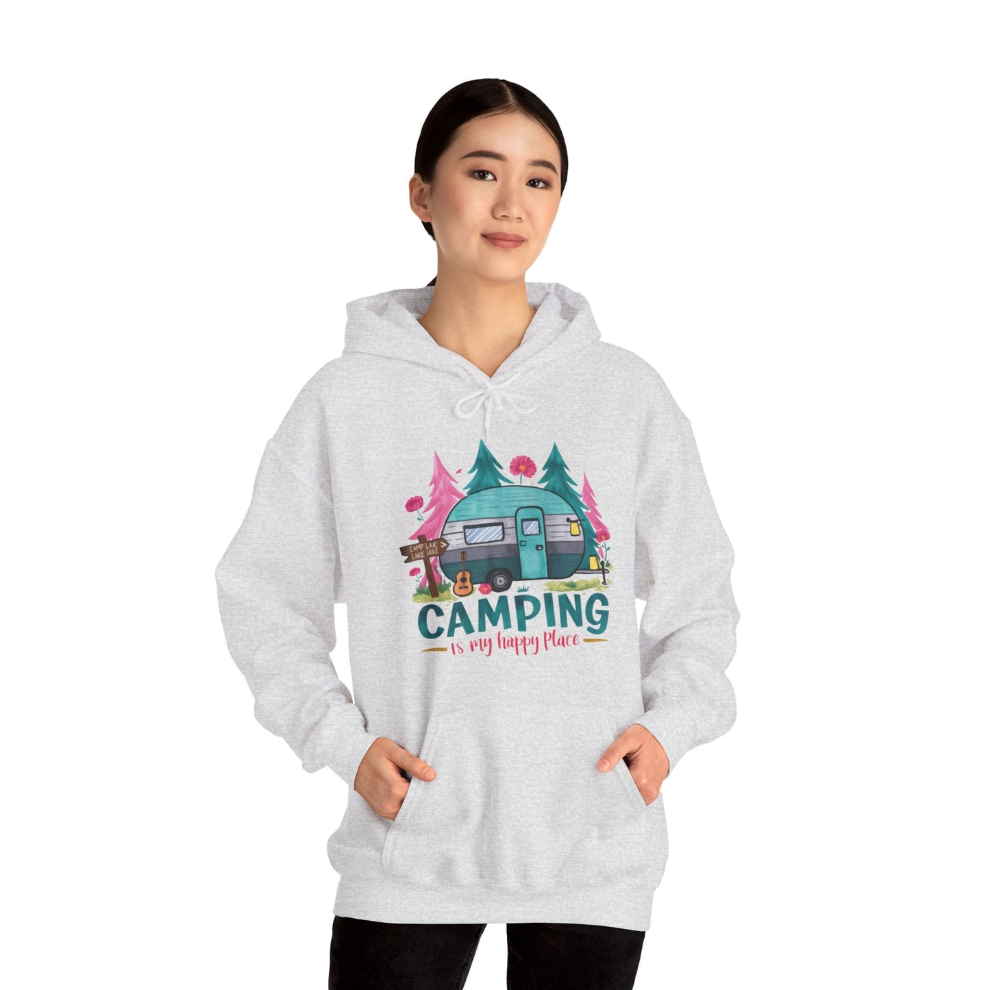 Camping Is My Happy Place! Unisex Heavy Blend™ Hooded Sweatshirt - EternalAscension