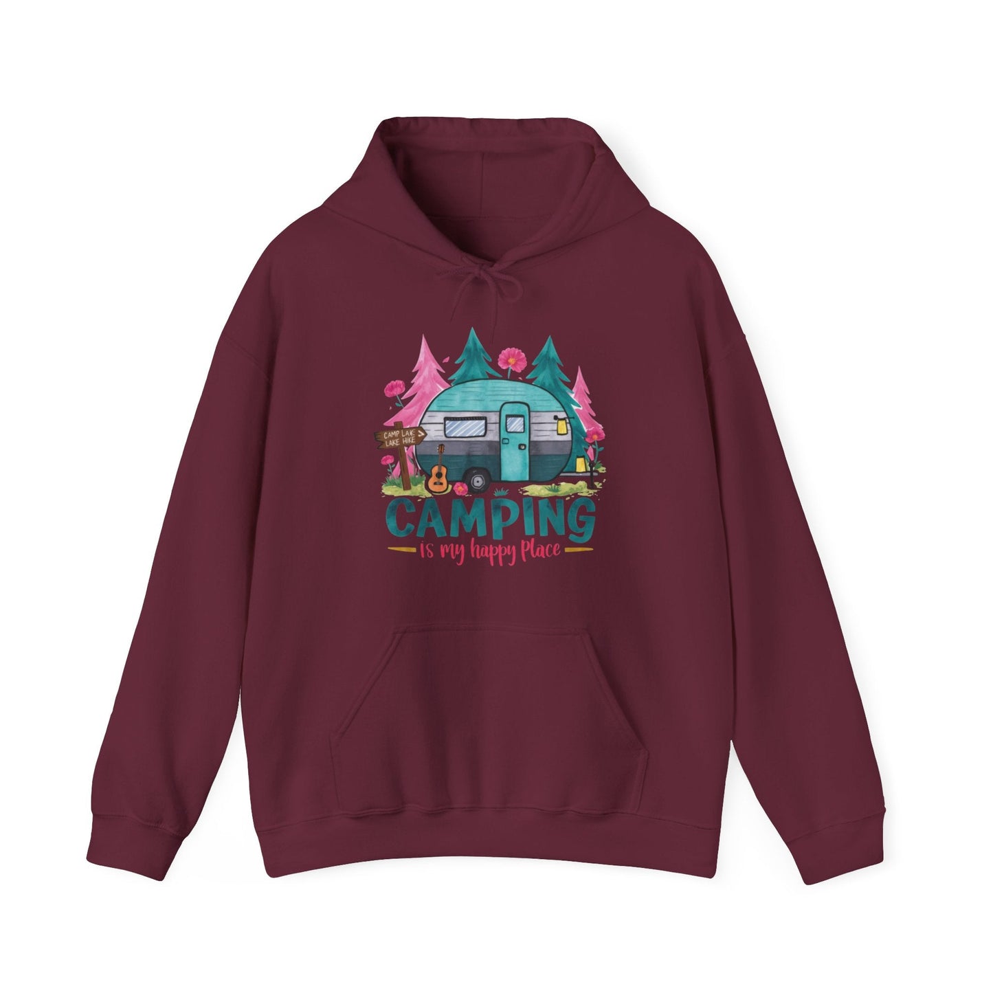 Camping Is My Happy Place! Unisex Heavy Blend™ Hooded Sweatshirt - EternalAscension