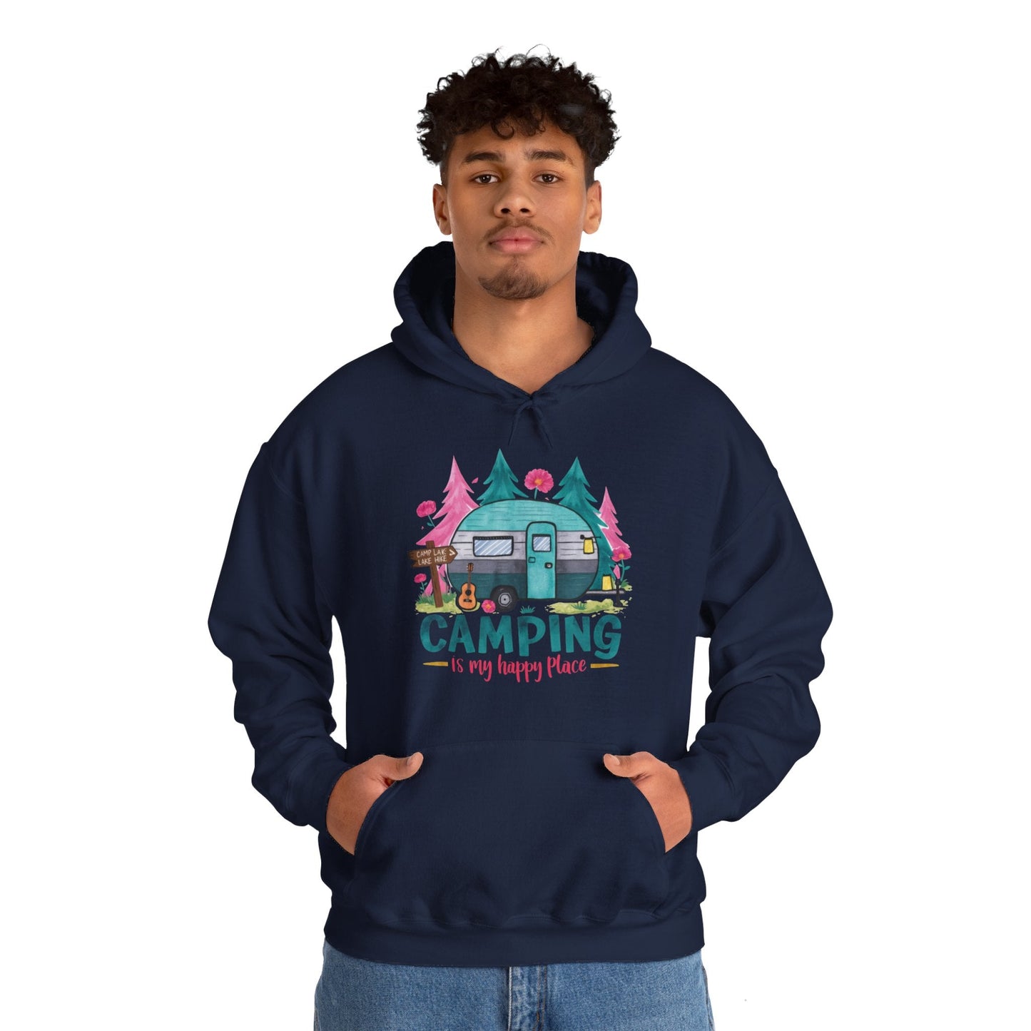 Camping Is My Happy Place! Unisex Heavy Blend™ Hooded Sweatshirt - EternalAscension