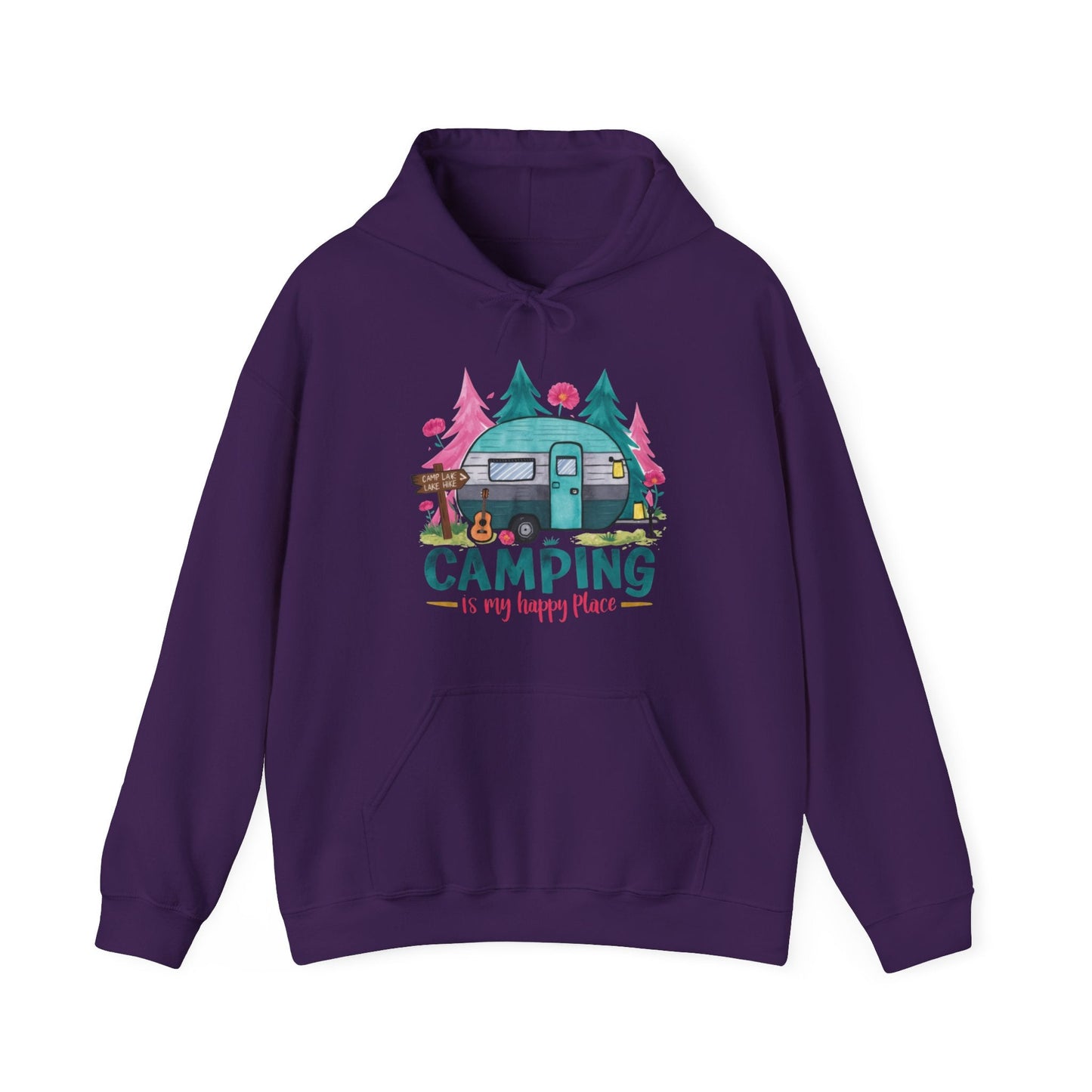 Camping Is My Happy Place! Unisex Heavy Blend™ Hooded Sweatshirt - EternalAscension