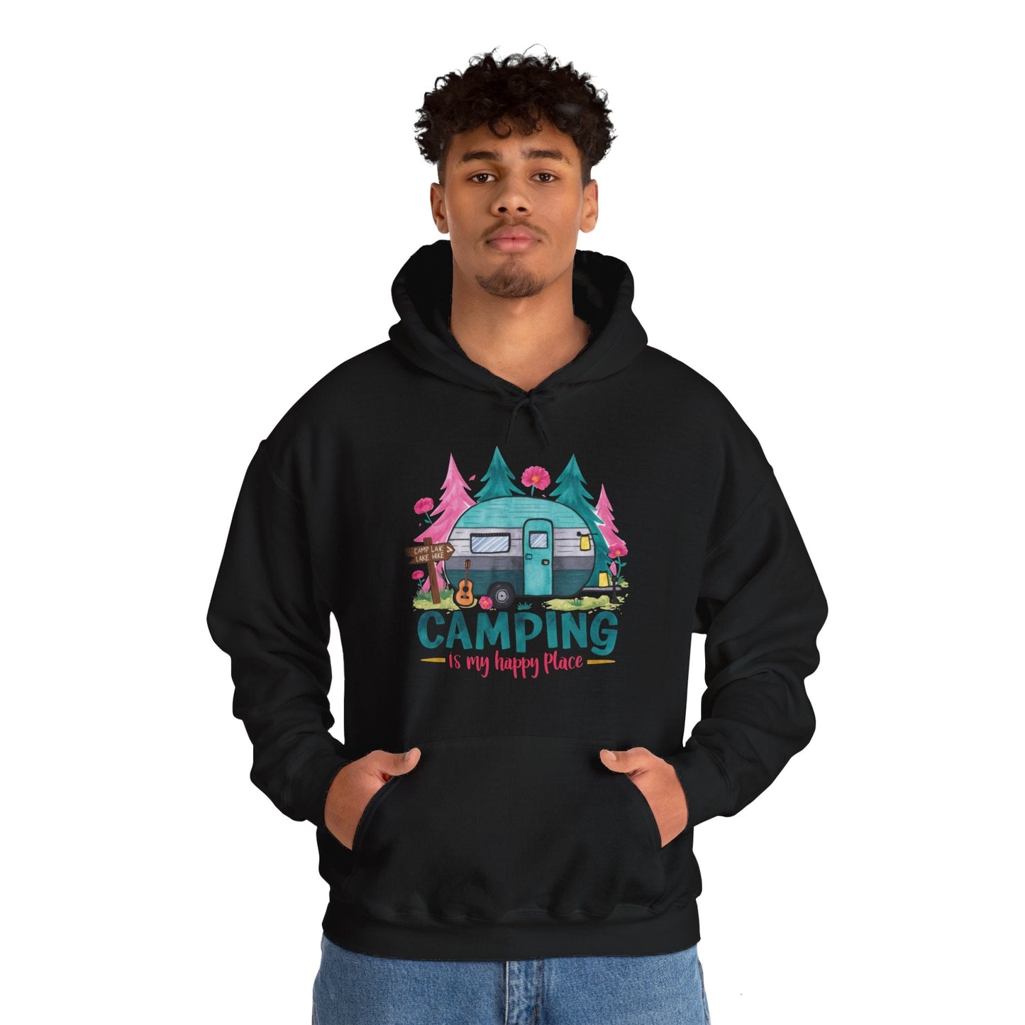 Camping Is My Happy Place! Unisex Heavy Blend™ Hooded Sweatshirt - EternalAscension