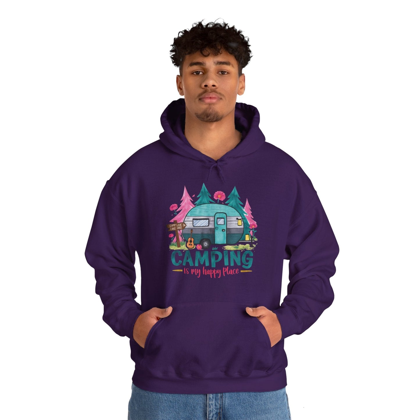 Camping Is My Happy Place! Unisex Heavy Blend™ Hooded Sweatshirt - EternalAscension