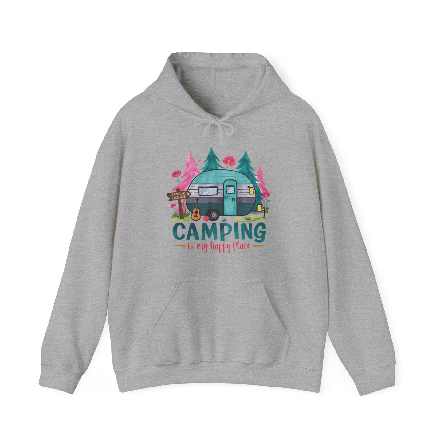Camping Is My Happy Place! Unisex Heavy Blend™ Hooded Sweatshirt - EternalAscension