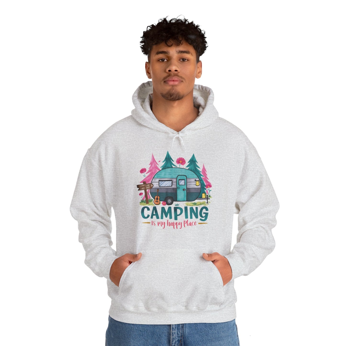 Camping Is My Happy Place! Unisex Heavy Blend™ Hooded Sweatshirt - EternalAscension