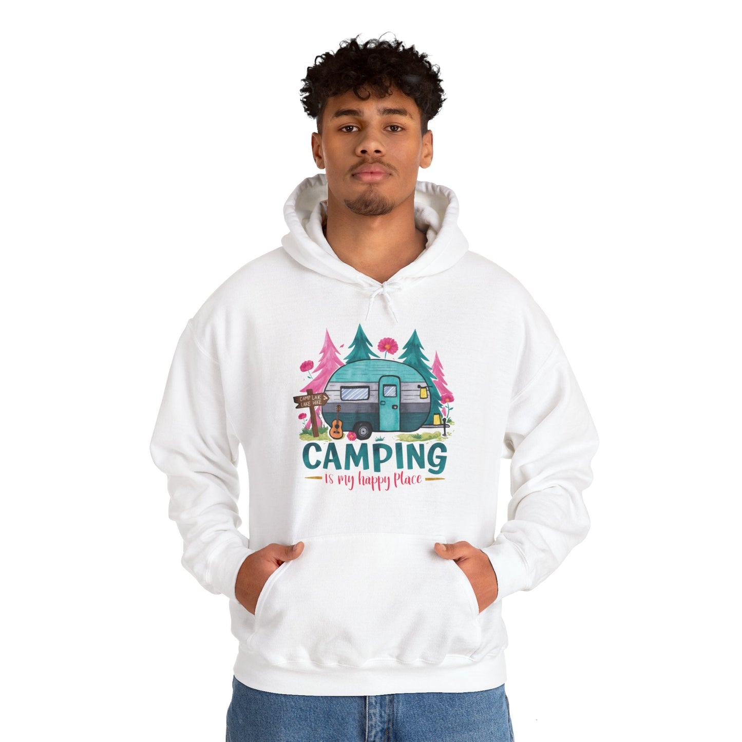 Camping Is My Happy Place! Unisex Heavy Blend™ Hooded Sweatshirt - EternalAscension