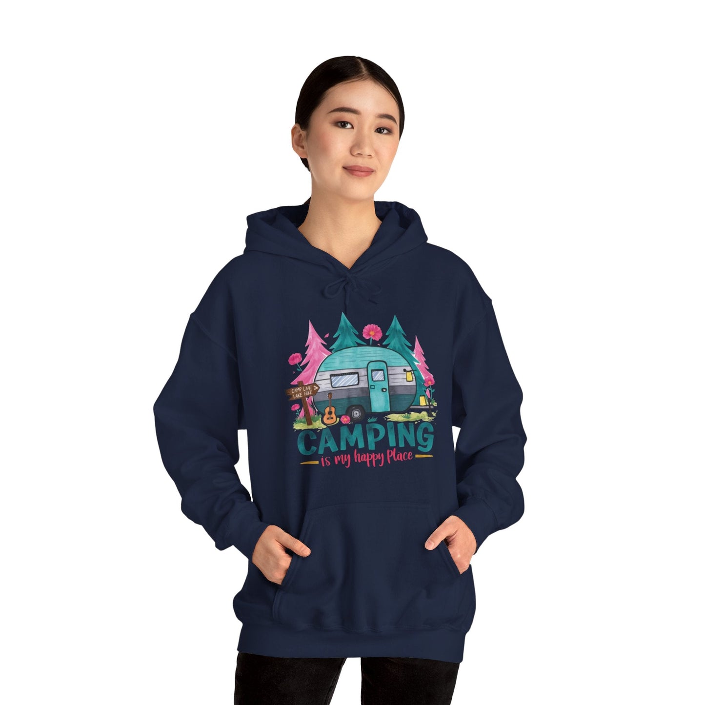 Camping Is My Happy Place! Unisex Heavy Blend™ Hooded Sweatshirt - EternalAscension