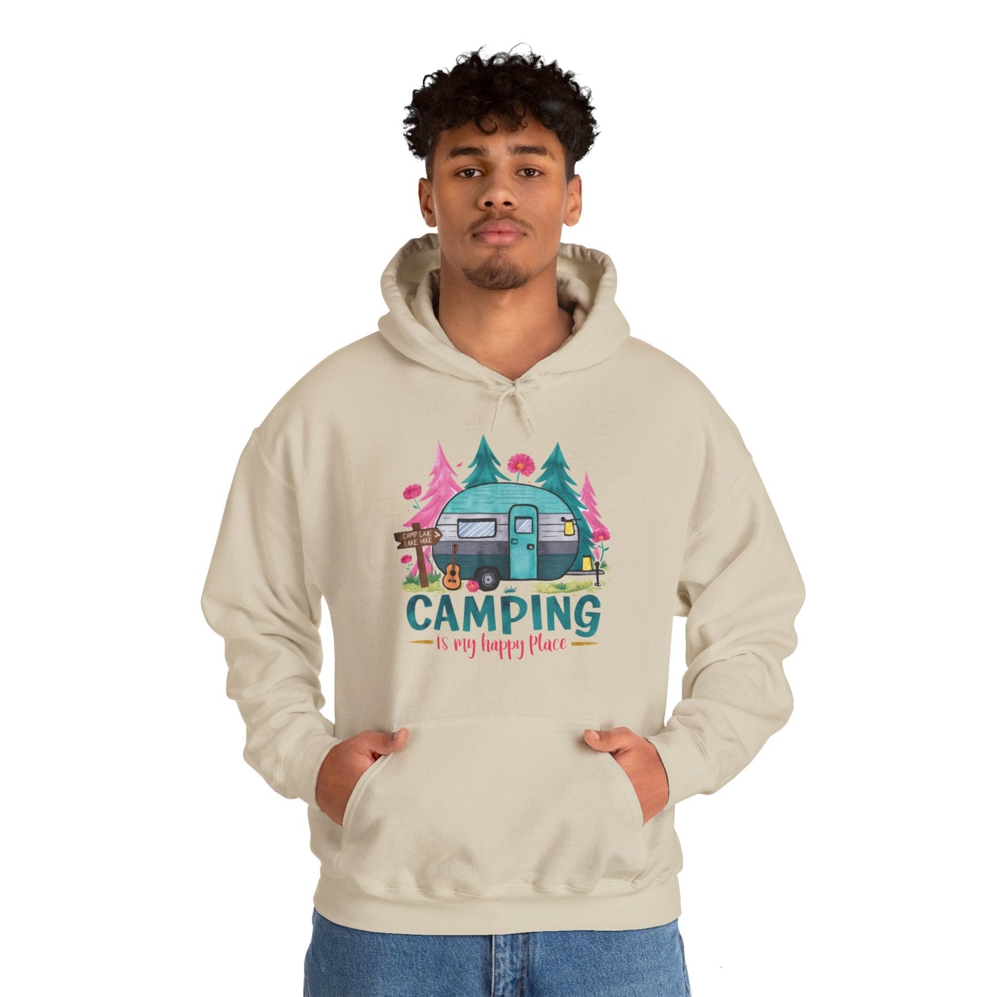 Camping Is My Happy Place! Unisex Heavy Blend™ Hooded Sweatshirt - EternalAscension
