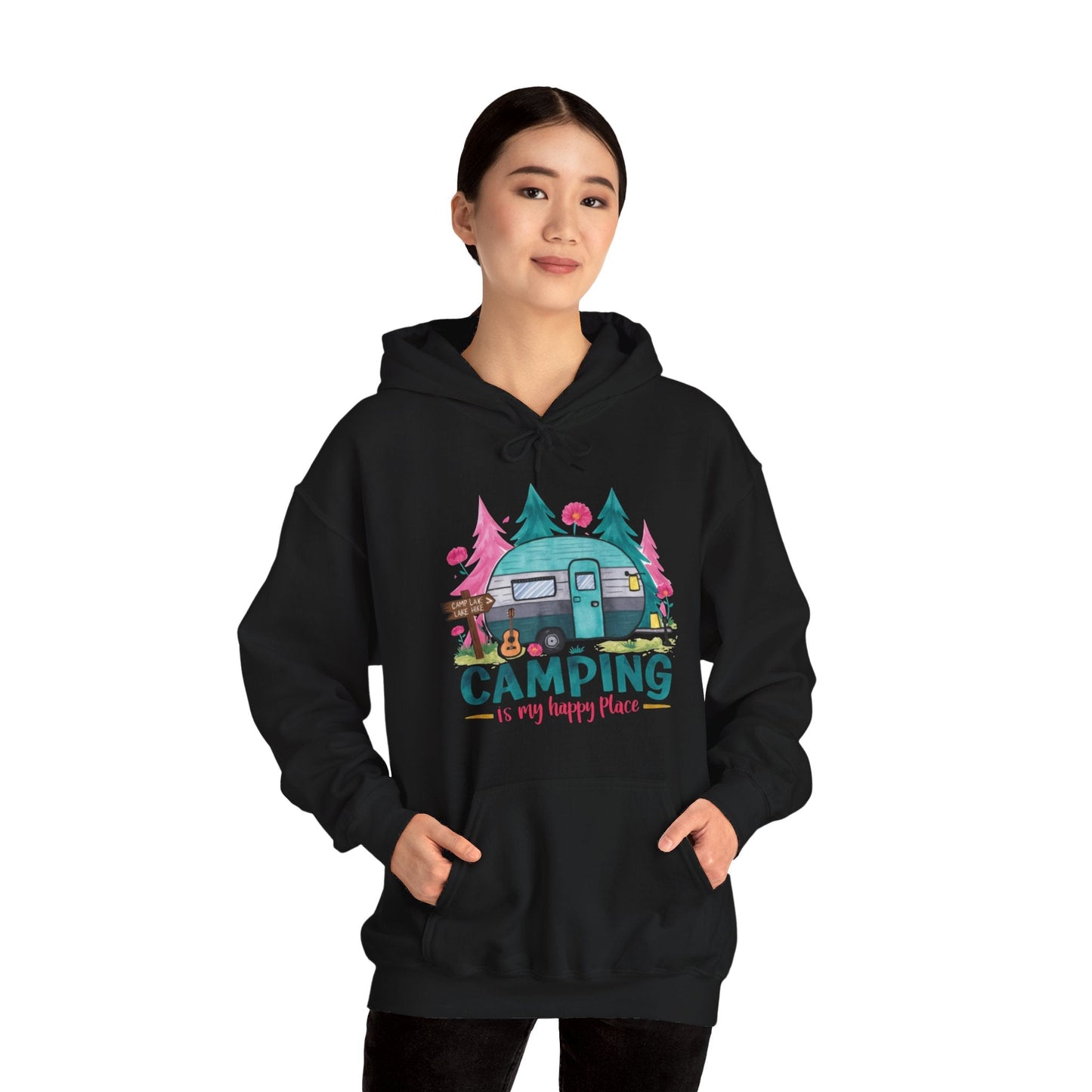 Camping Is My Happy Place! Unisex Heavy Blend™ Hooded Sweatshirt - EternalAscension