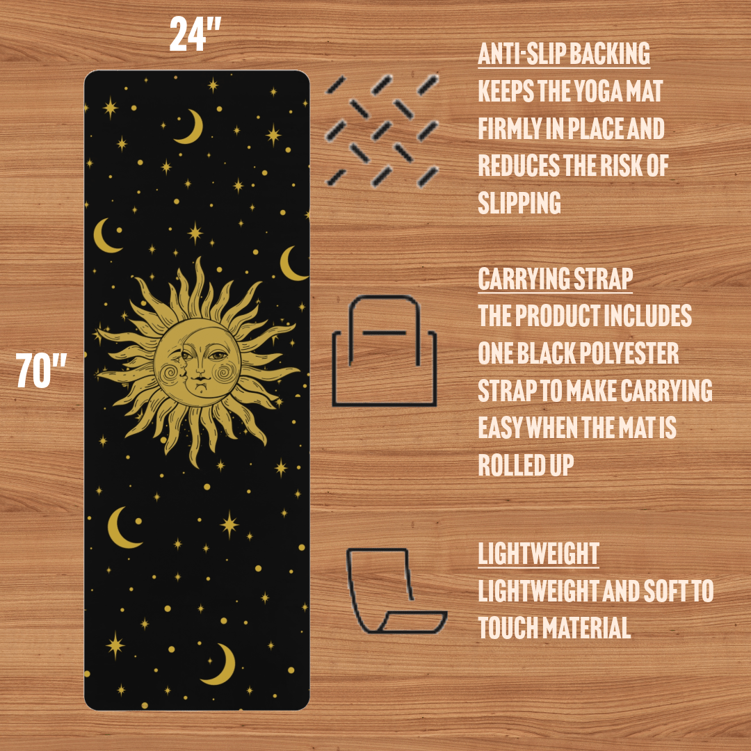 Celestial Cosmos Yoga Mat, Sun Moon Design - EternalAscension