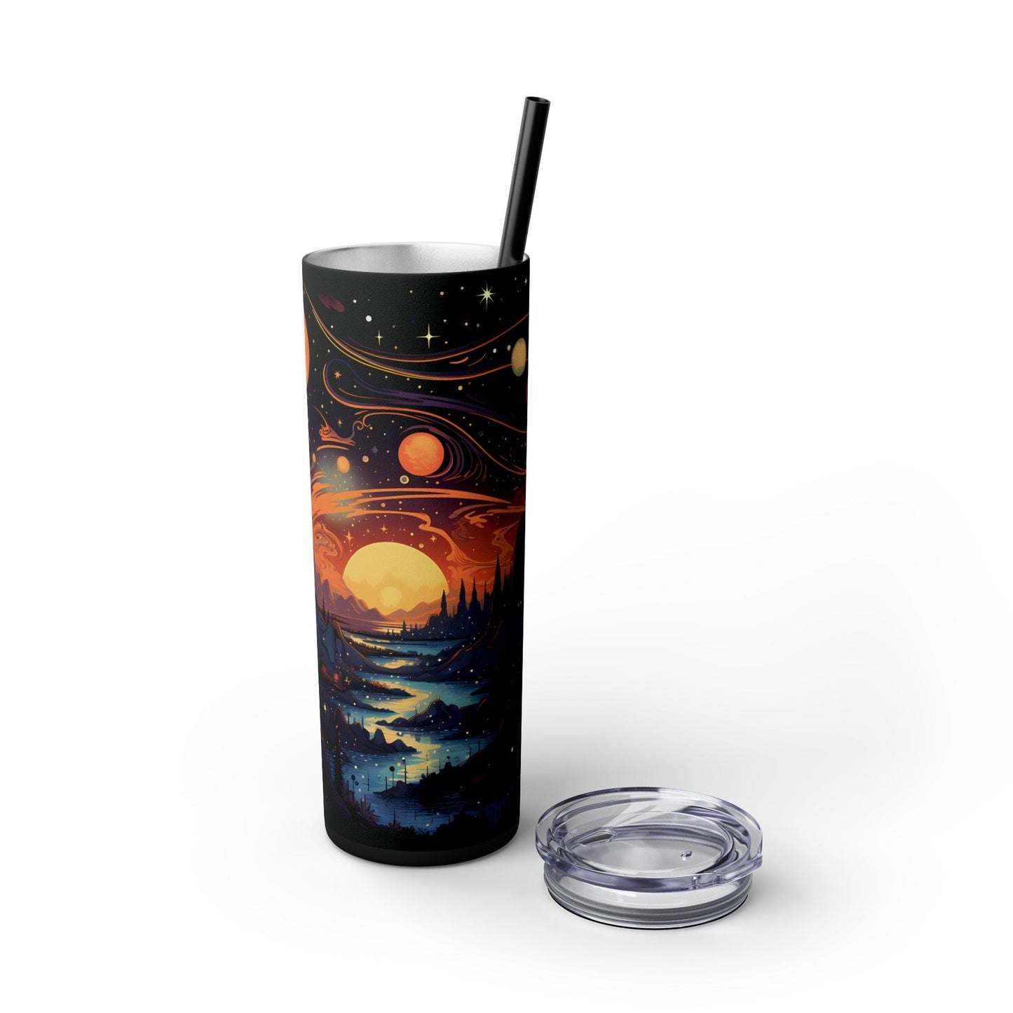 Celestial Serenity Skinny Tumbler with Straw, 20oz - EternalAscension