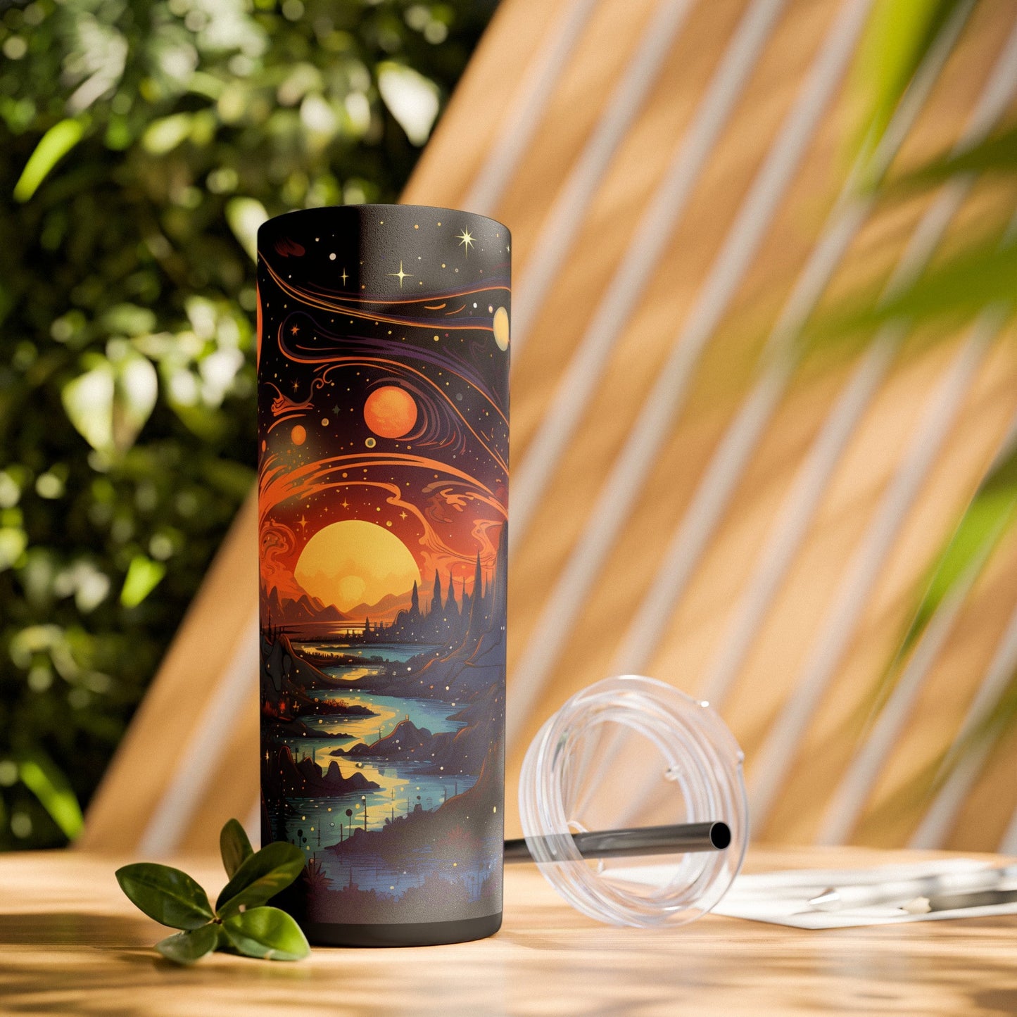 Celestial Serenity Skinny Tumbler with Straw, 20oz - EternalAscension