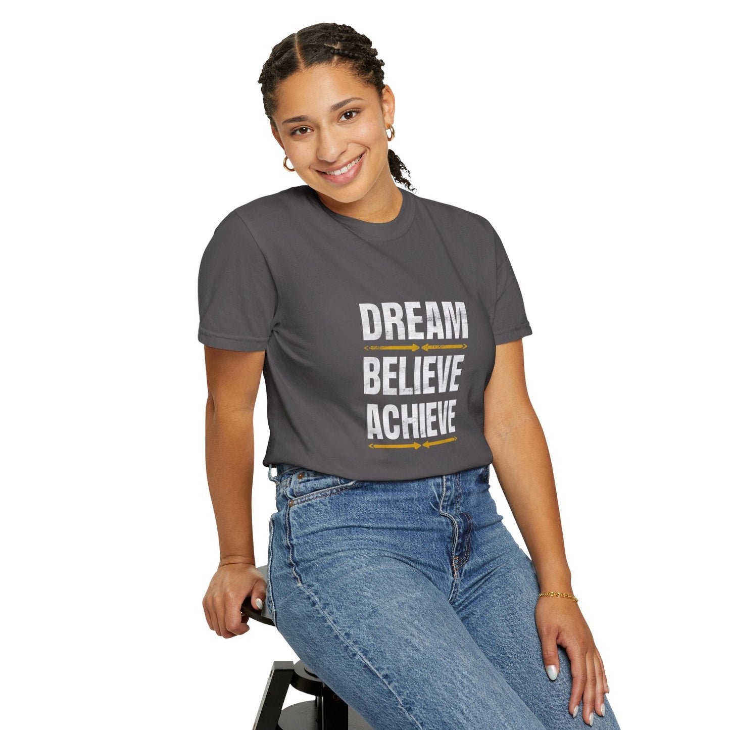 Dream Believe Achieve Unisex Garment - Dyed T - shirt - EternalAscension