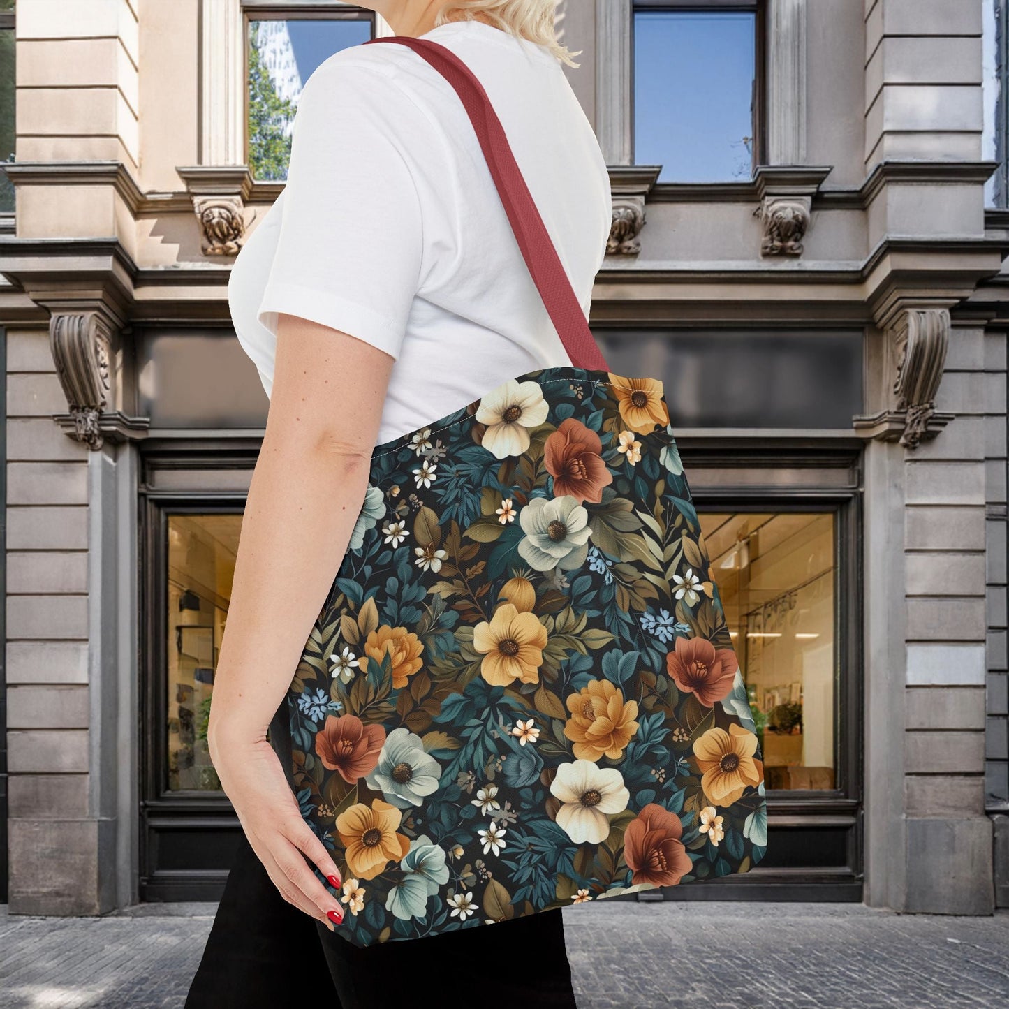 Floral Tote Bag with Vibrant Flower Pattern - EternalAscension