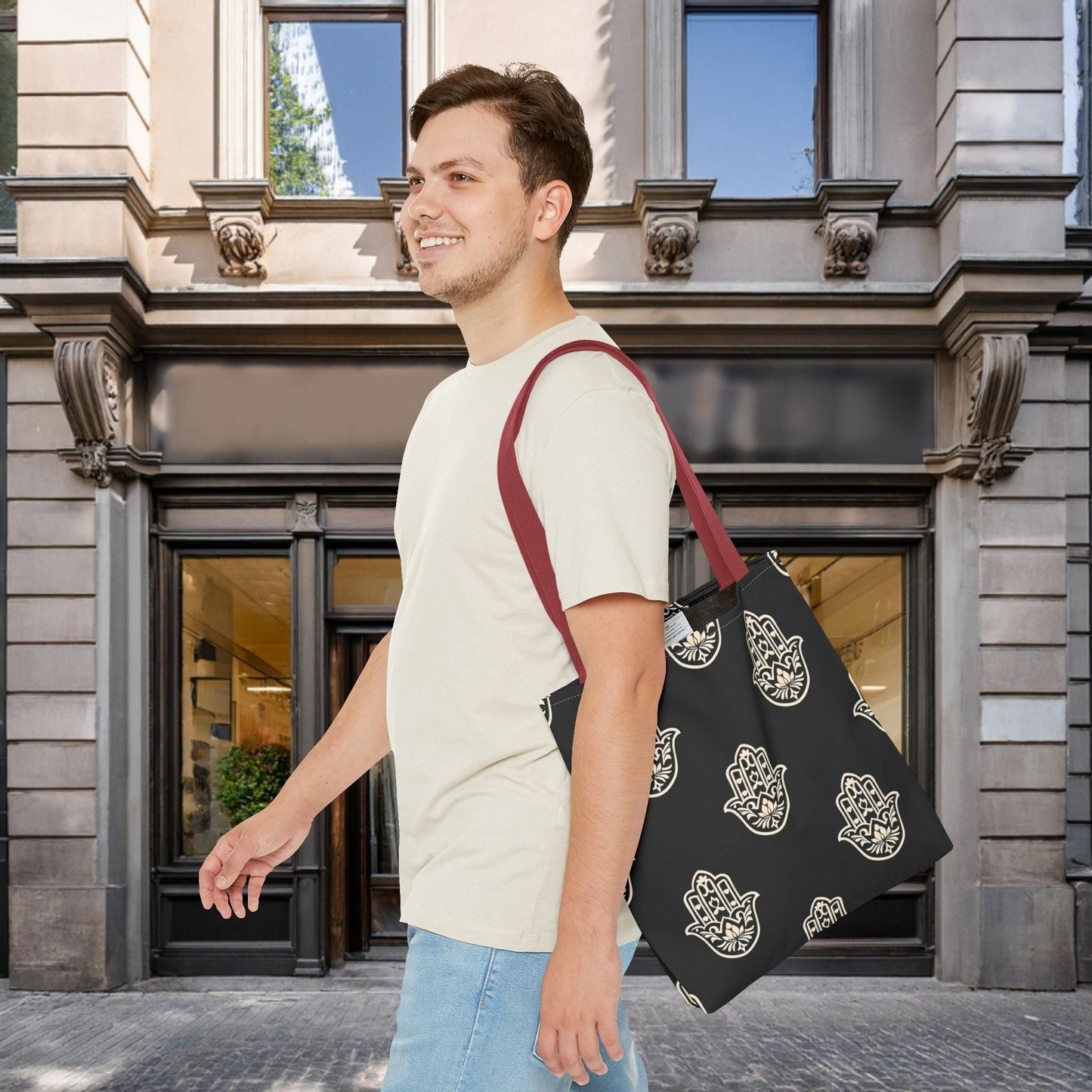 Hamsa Tote Bag with Intricate Design - EternalAscension