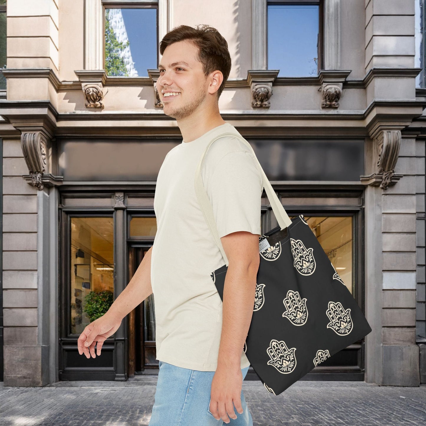 Hamsa Tote Bag with Intricate Design - EternalAscension