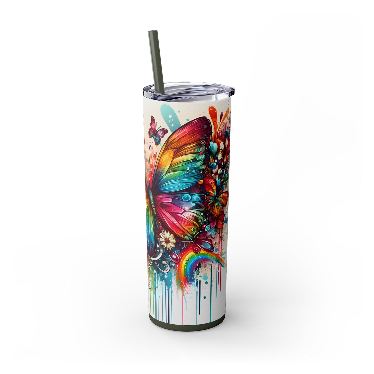 Luminous Flutter Skinny Tumbler with Straw, 20oz - EternalAscension
