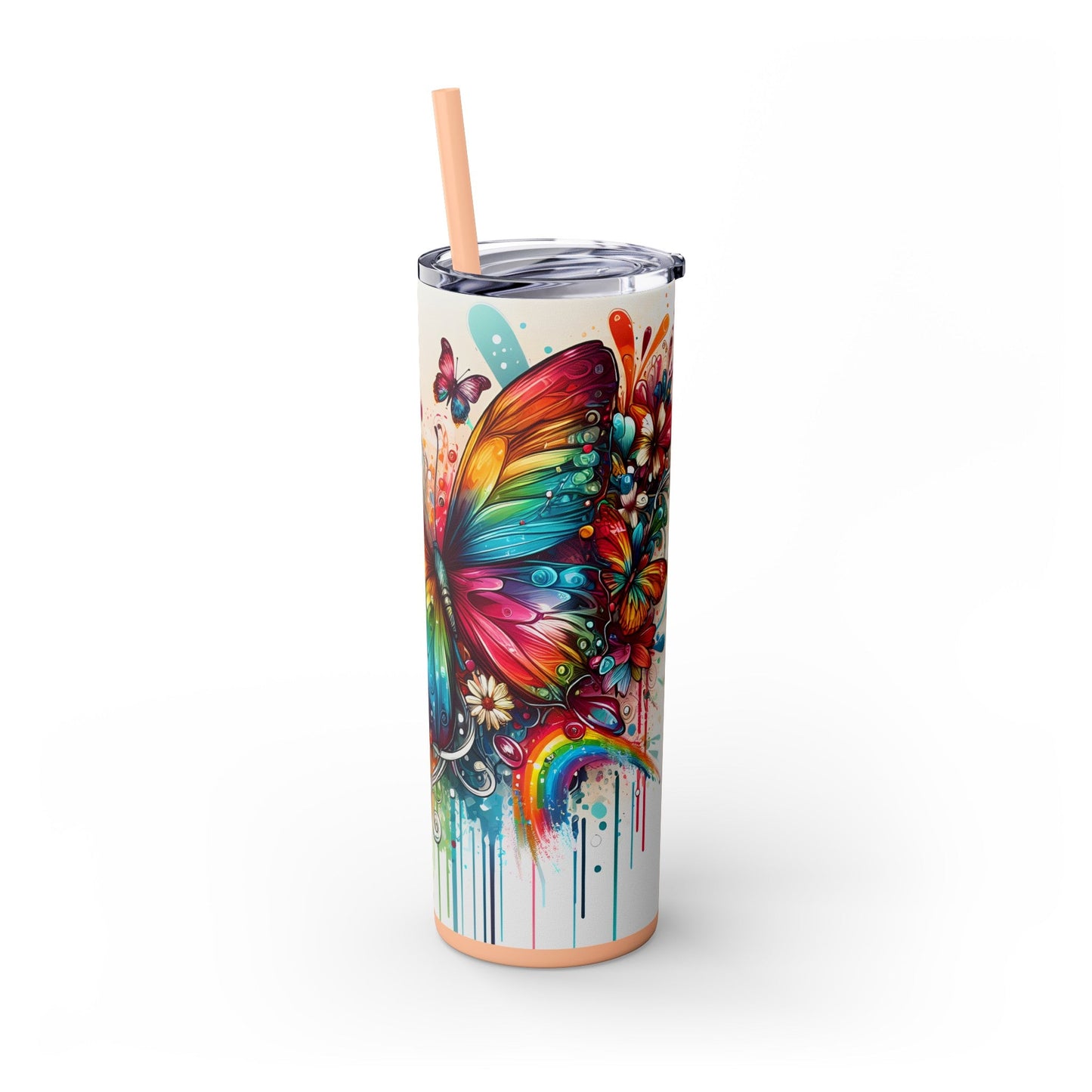 Luminous Flutter Skinny Tumbler with Straw, 20oz - EternalAscension