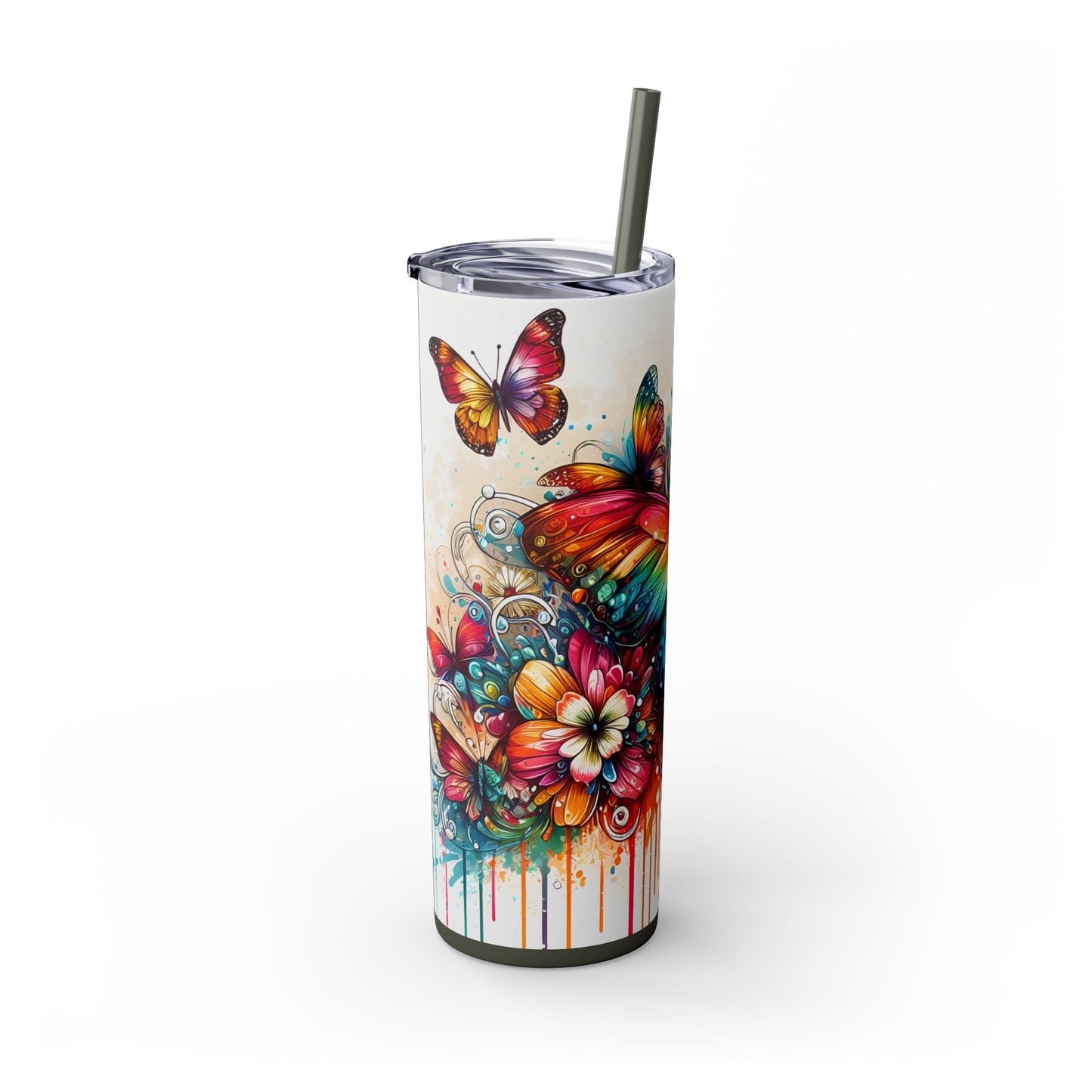 Luminous Flutter Skinny Tumbler with Straw, 20oz - EternalAscension