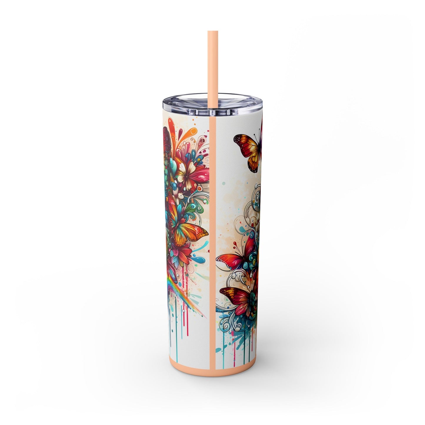 Luminous Flutter Skinny Tumbler with Straw, 20oz - EternalAscension
