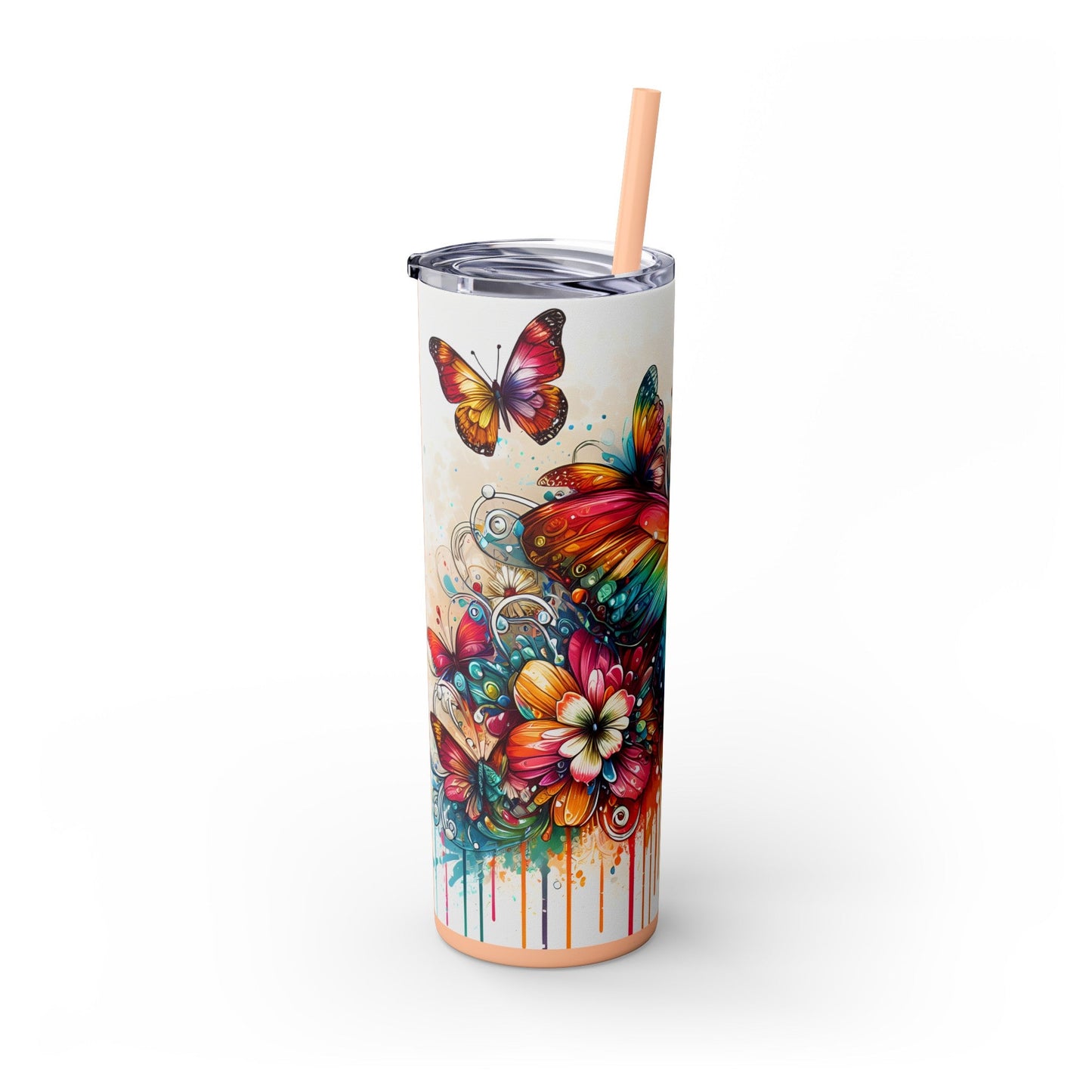 Luminous Flutter Skinny Tumbler with Straw, 20oz - EternalAscension