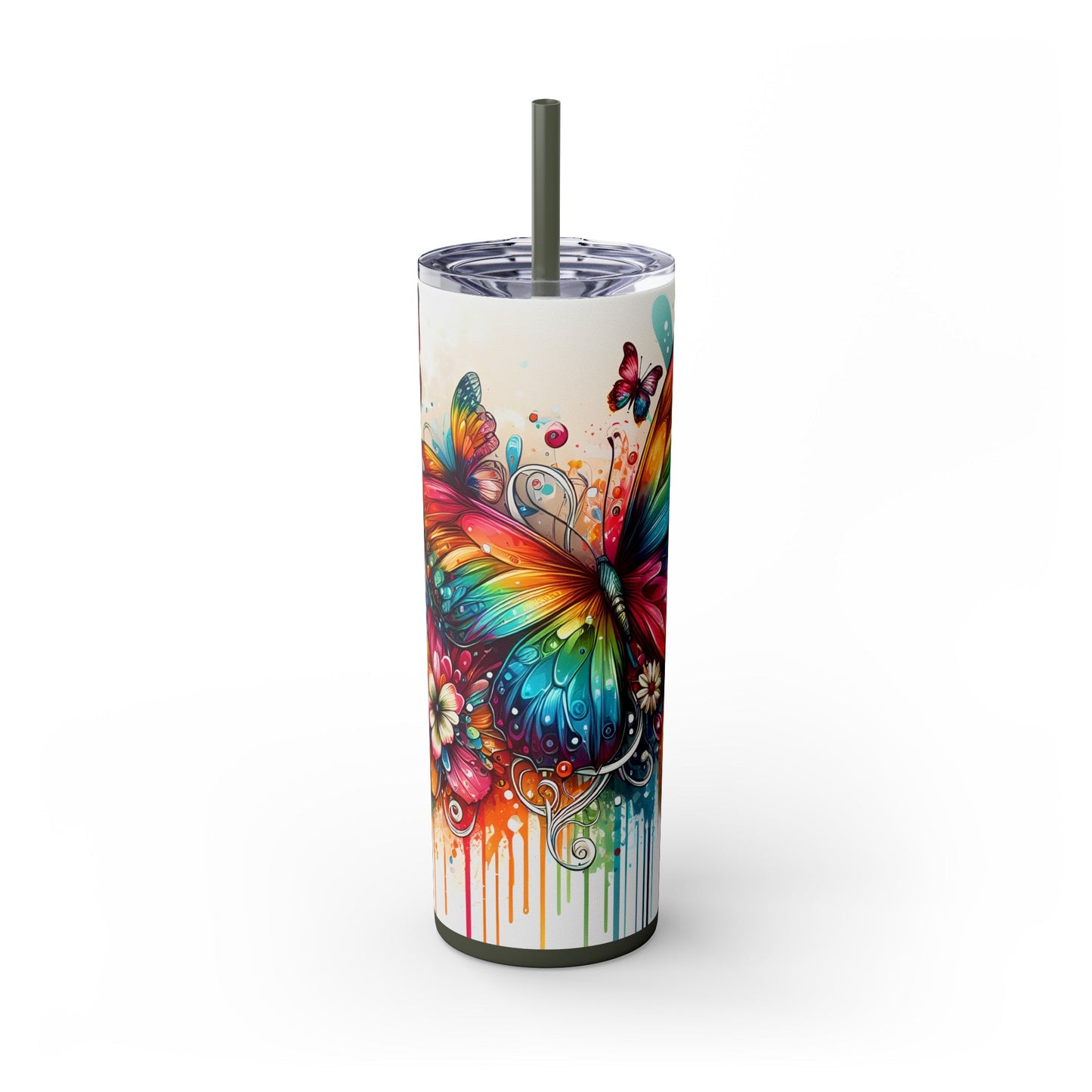 Luminous Flutter Skinny Tumbler with Straw, 20oz - EternalAscension