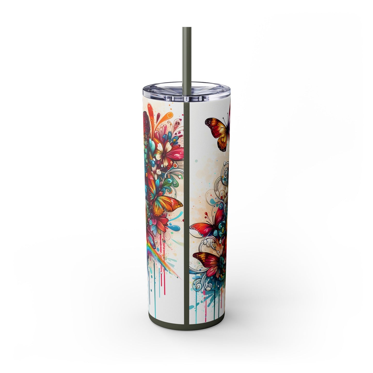 Luminous Flutter Skinny Tumbler with Straw, 20oz - EternalAscension