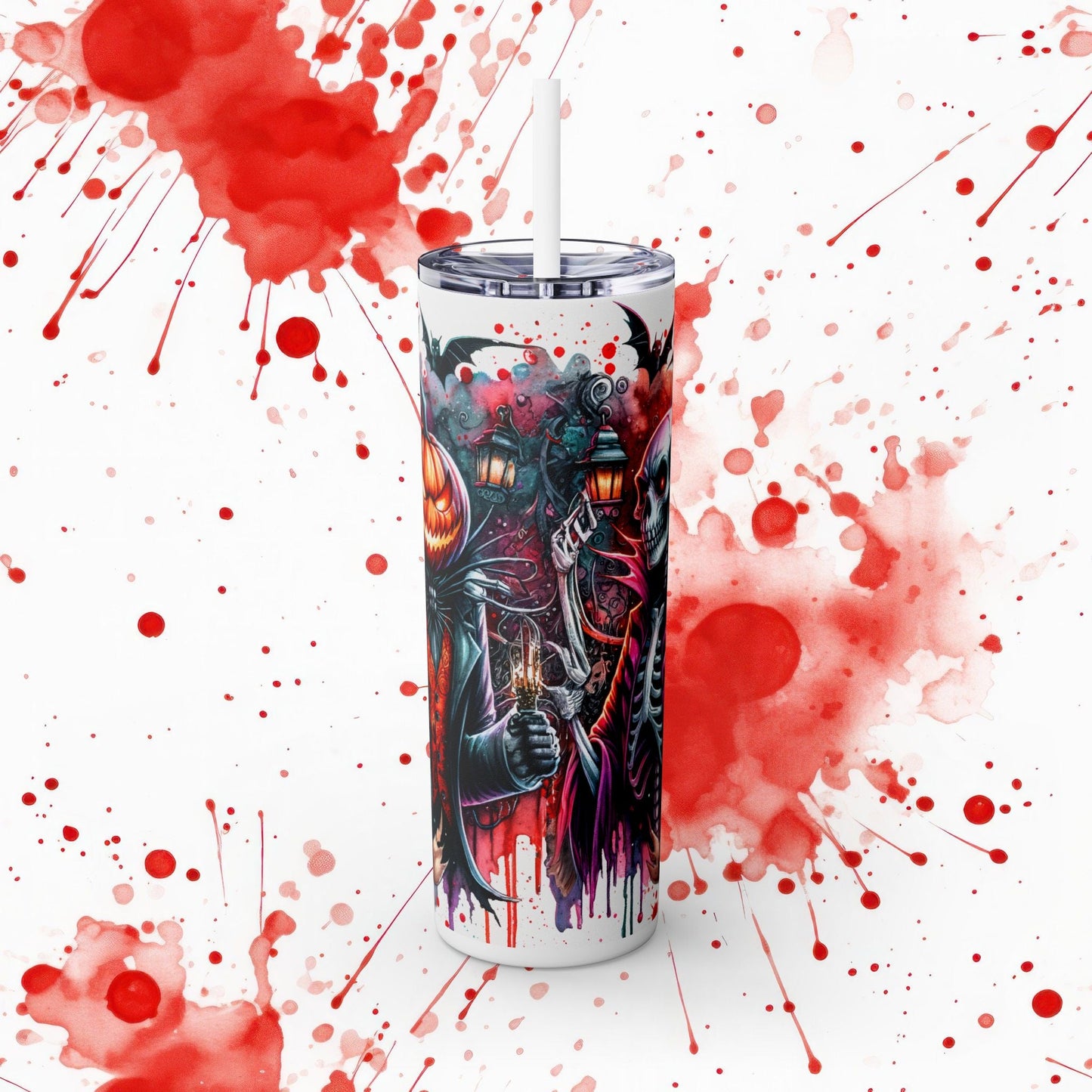 People Give Me The Creeps Skinny Tumbler with Straw, 20oz - EternalAscension