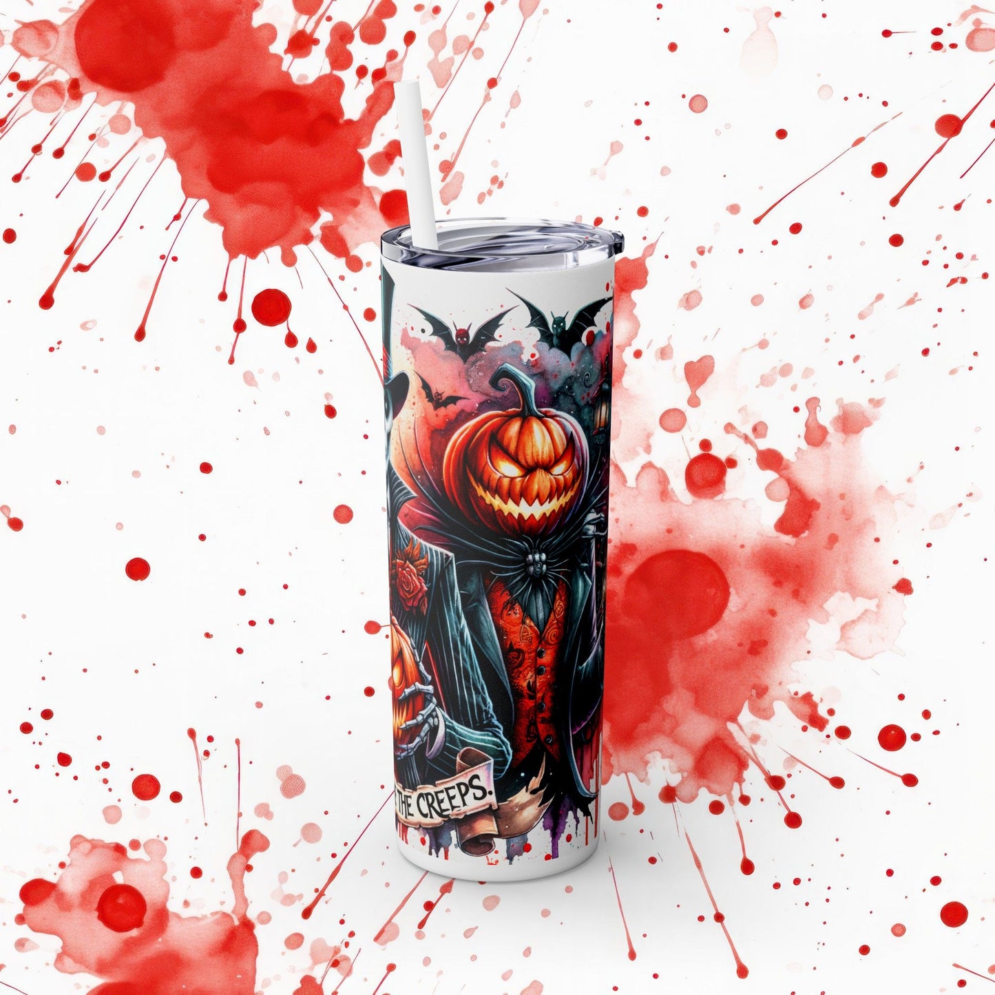 People Give Me The Creeps Skinny Tumbler with Straw, 20oz - EternalAscension