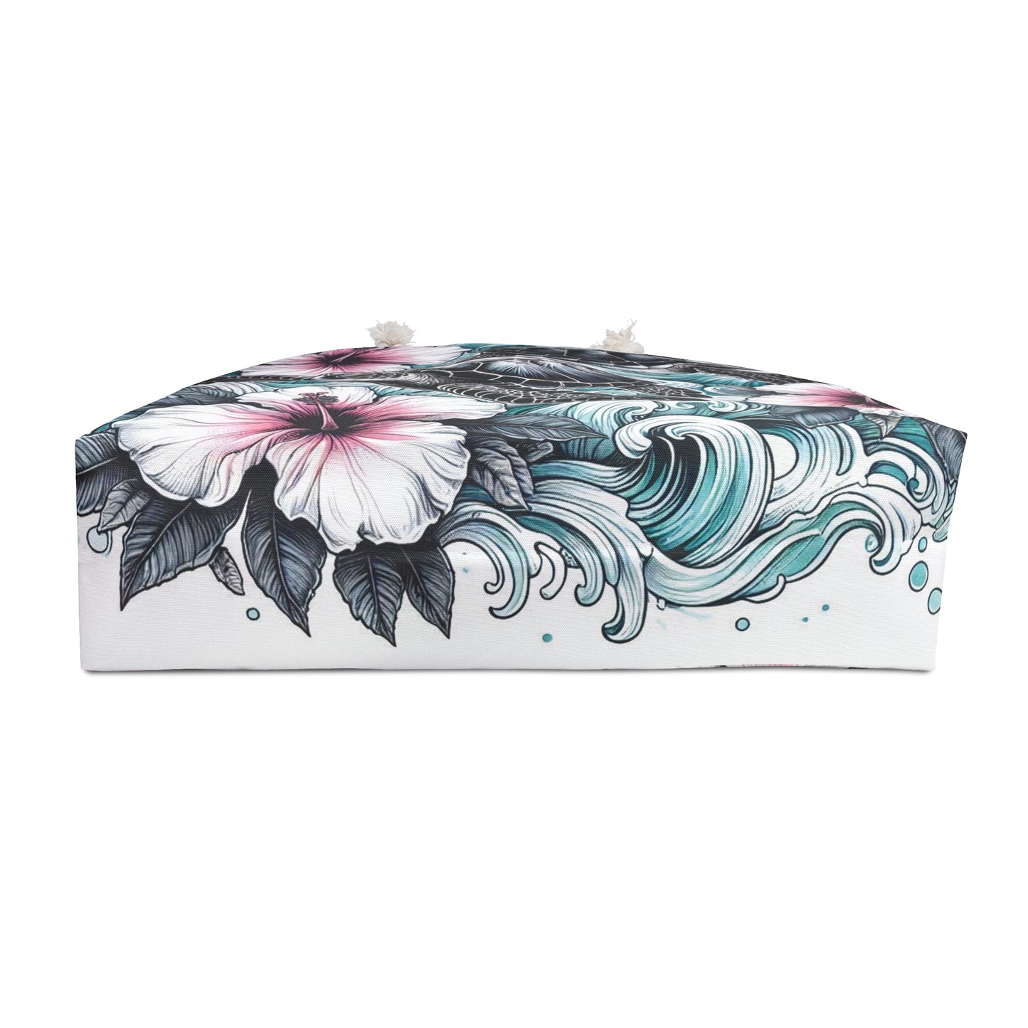Tote Bag - Sea Turtles and Hibiscus Flowers Design - EternalAscension