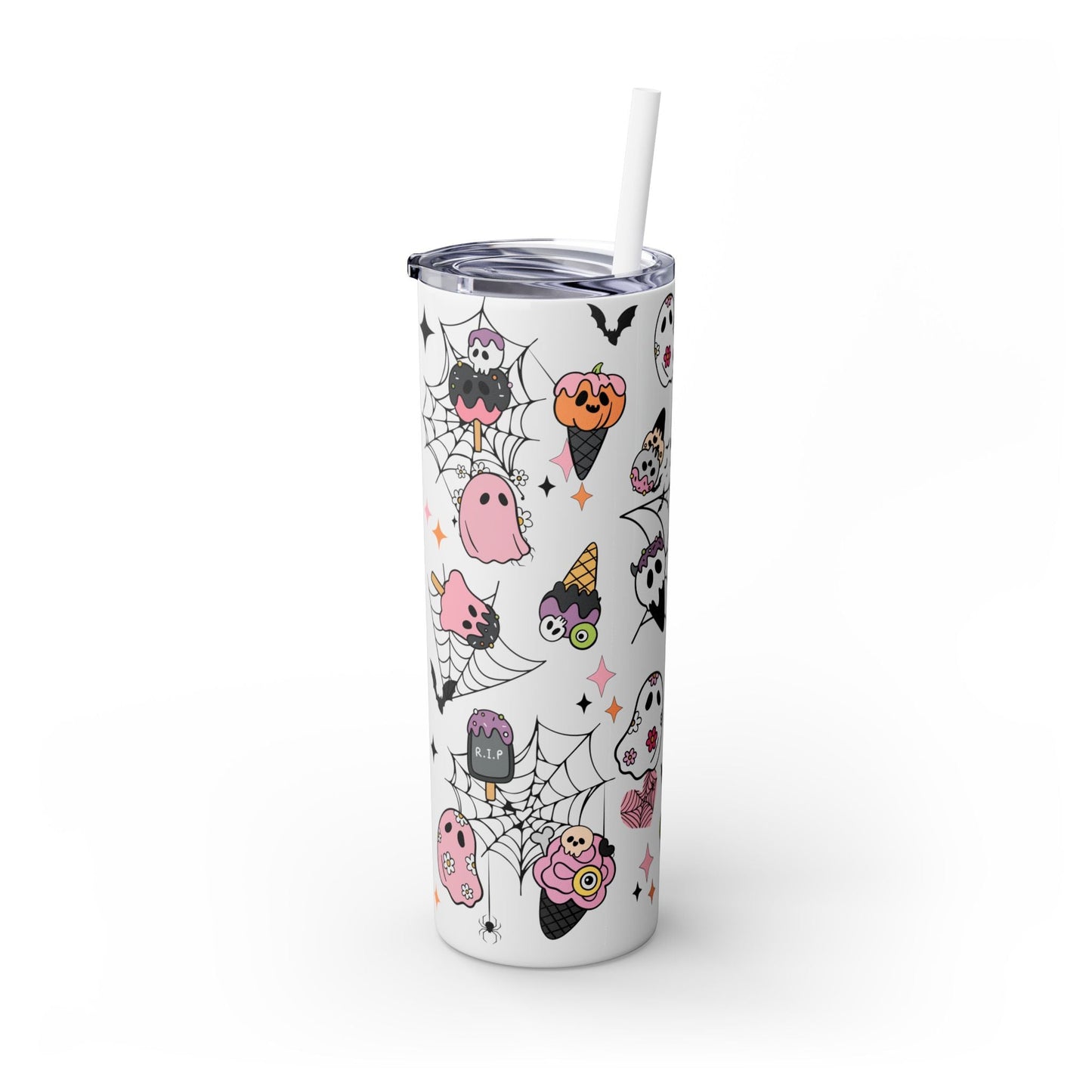 Whimsical Halloween Delight Skinny Tumbler with Straw, 20oz - EternalAscension