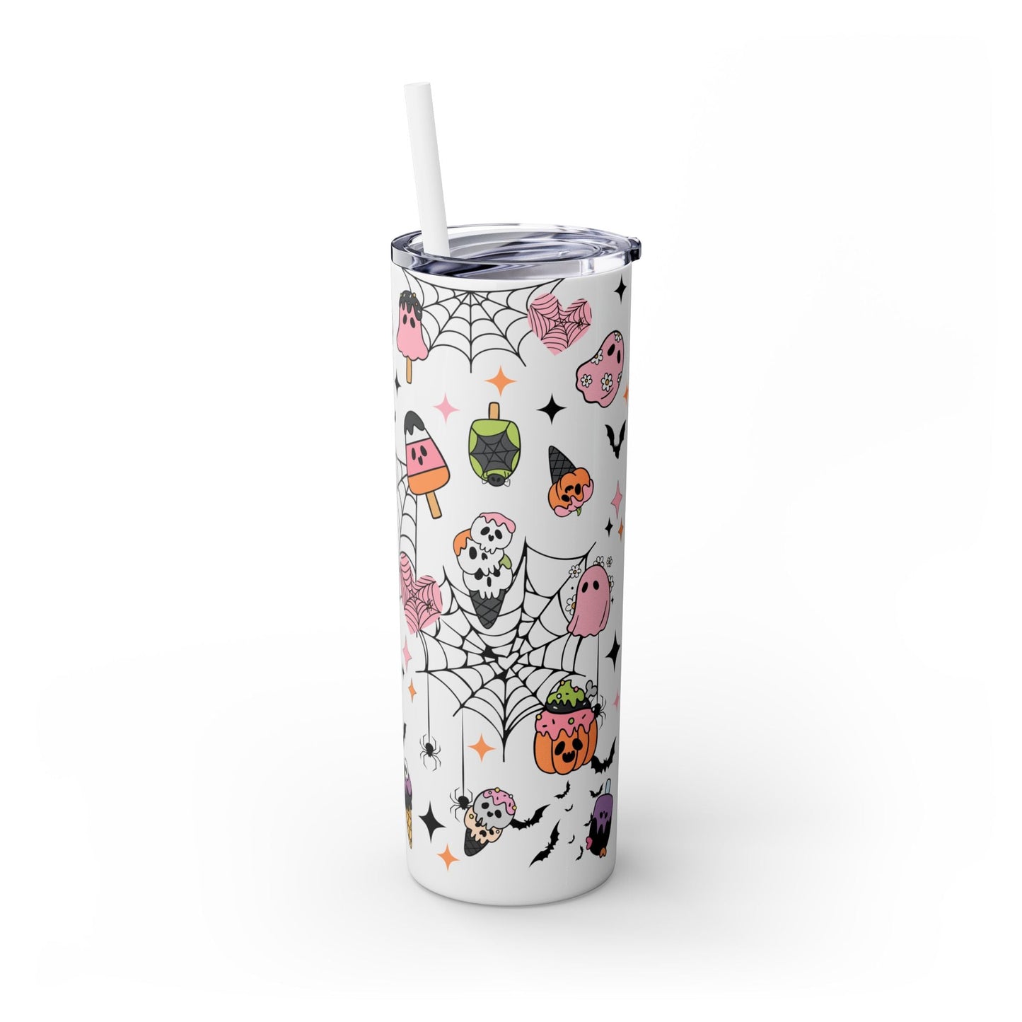 Whimsical Halloween Delight Skinny Tumbler with Straw, 20oz - EternalAscension