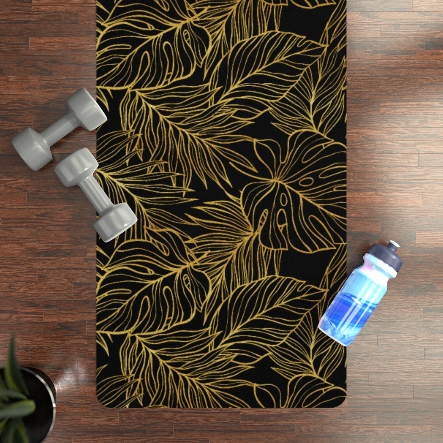 Yoga Mat - Elegant Gold Botanical Design - Lightweight and Anti - Slip - EternalAscension