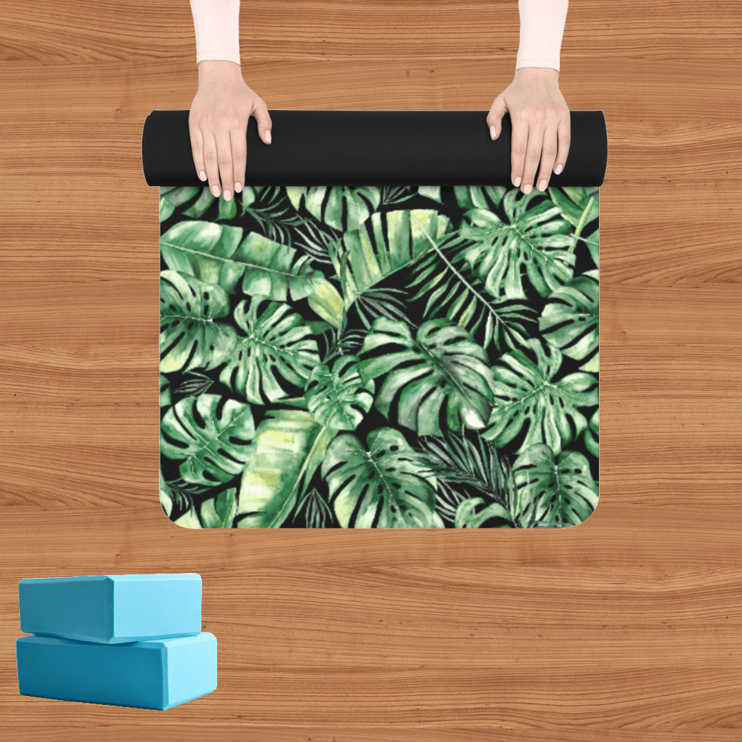 Yoga Mat - Tropical Monstera and Palm Leaves Design for Nature Lovers - EternalAscension
