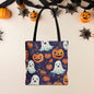 Halloween Trick - or - Treat Tote Bag, Jack - o' - lantern Ghost Pumpkin Fall Festival Purse, Purple All - Over Print Candy Bag, Halloween Costume - EternalAscension