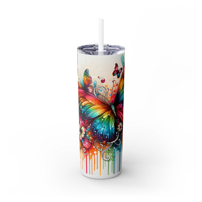 Luminous Flutter Skinny Tumbler with Straw, 20oz
