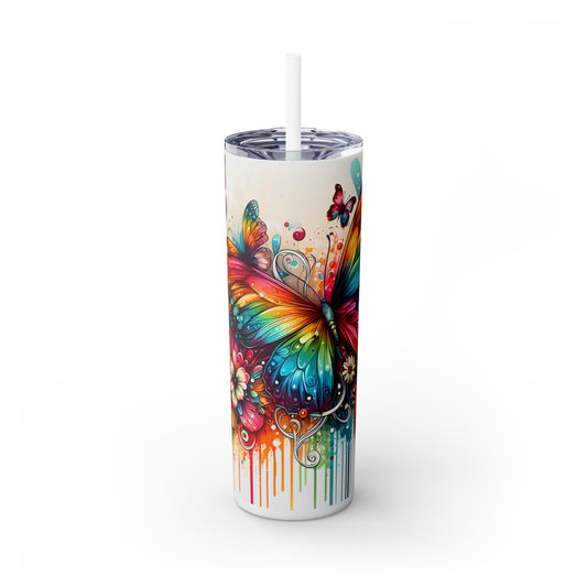 Luminous Flutter Skinny Tumbler with Straw, 20oz