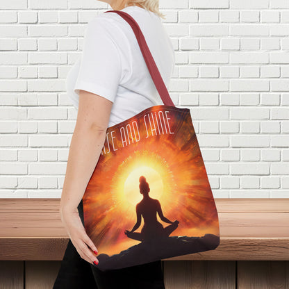 Meditation Tote Bag - Serene Silhouette with 'RISE AND SHINE' Quote