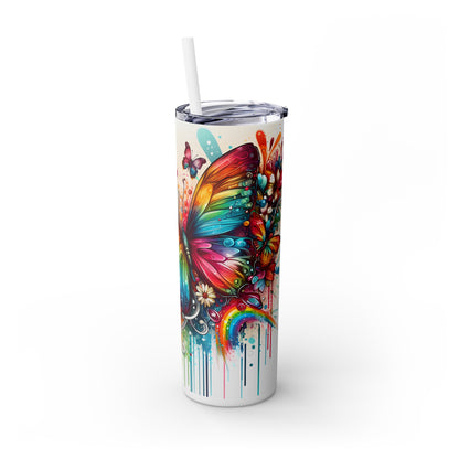 Luminous Flutter Skinny Tumbler with Straw, 20oz