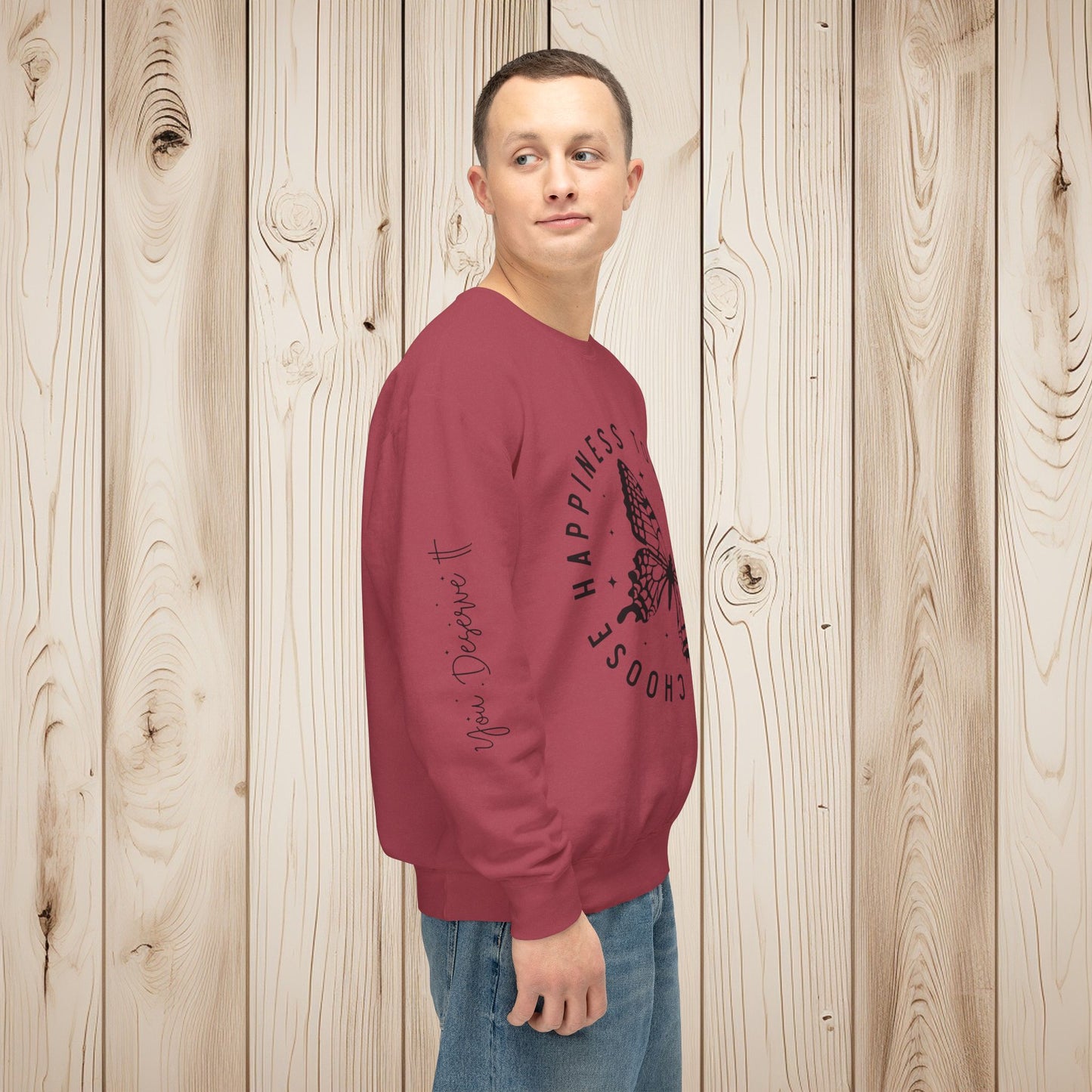 Choose Happiness Unisex Lightweight Crewneck Sweatshirt